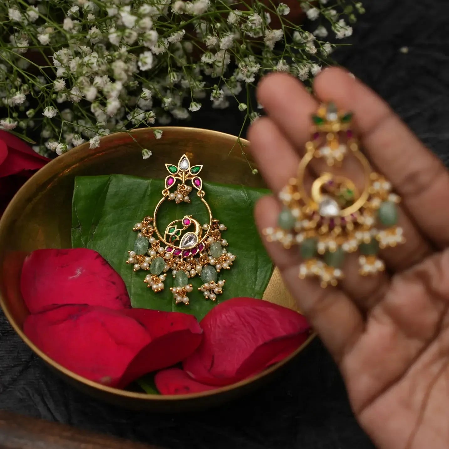 Inara Polki Chandbali Earrings