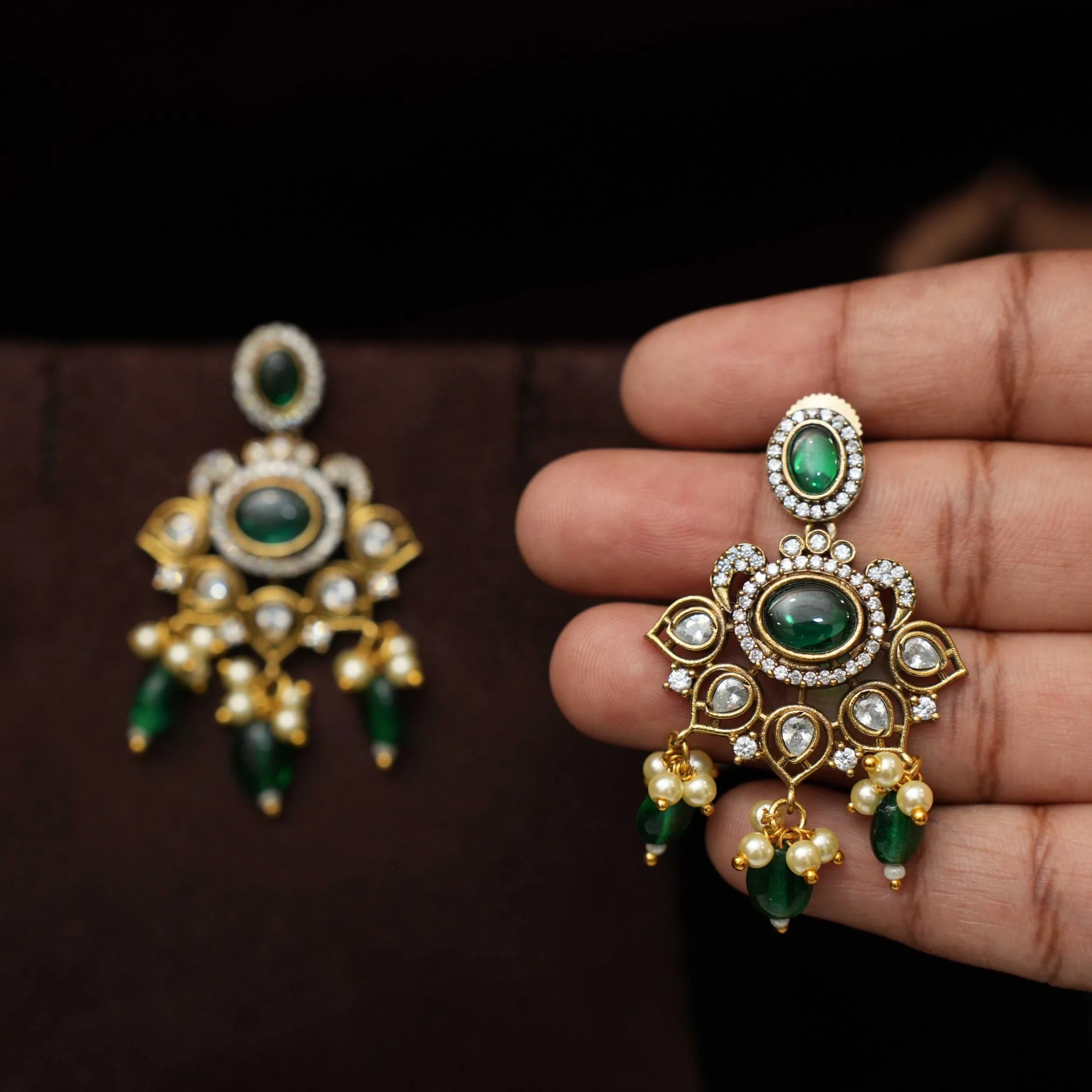 Indumathi Victorian Polki Earrings - Ziya