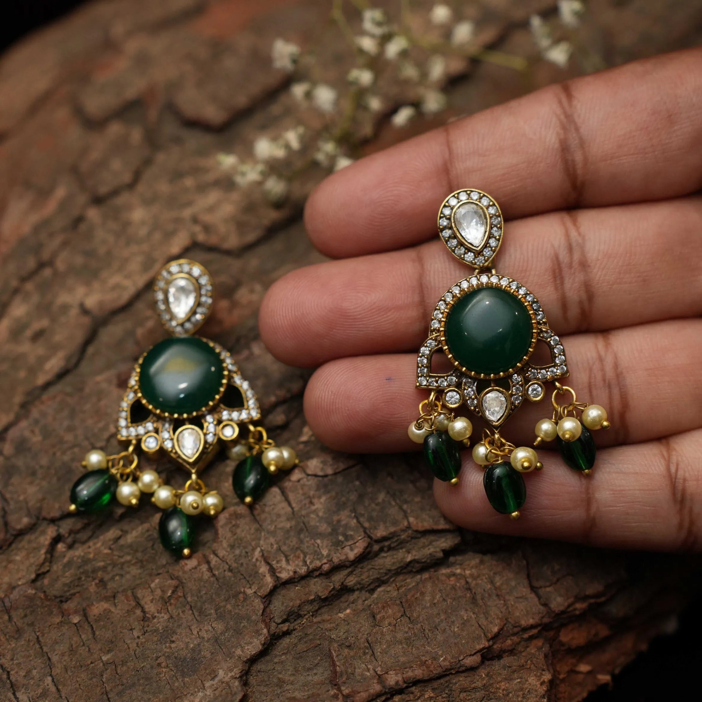 Indumathi Victorian Polki Earrings - Vini