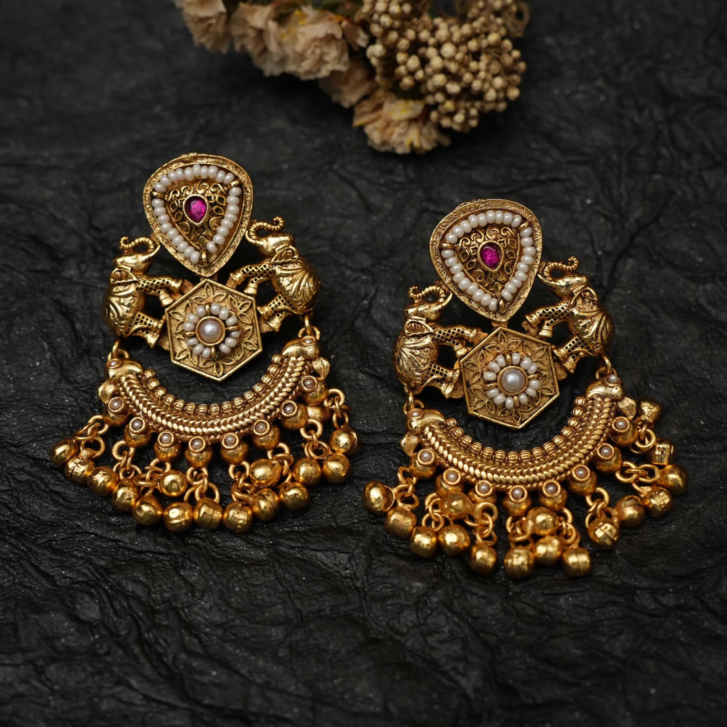 Ipsita Antique Designer Earrings - Pearl