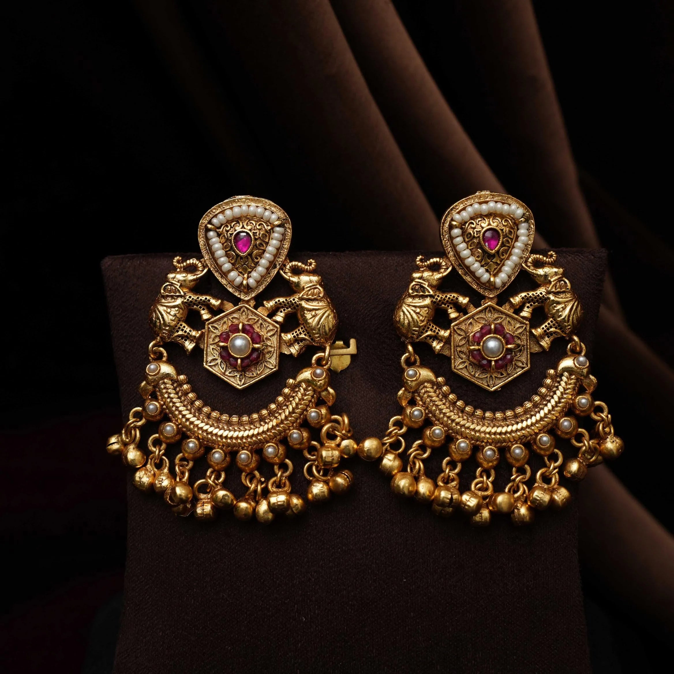 Ipsita Antique Designer Earrings - Red