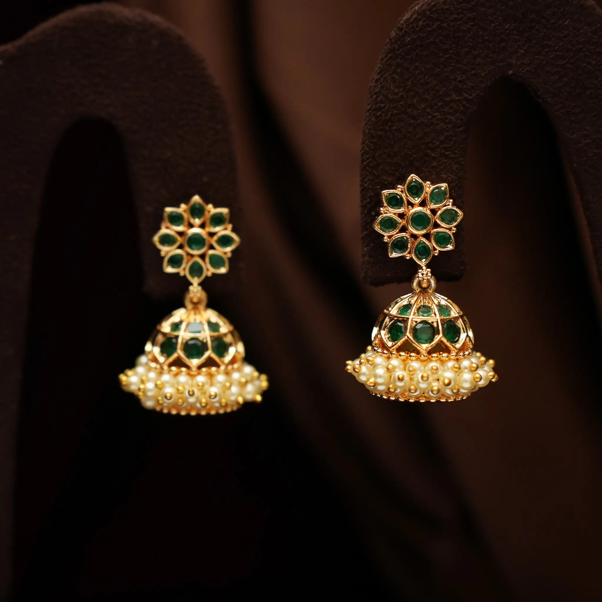 Iraja Antique Jhumka - Green