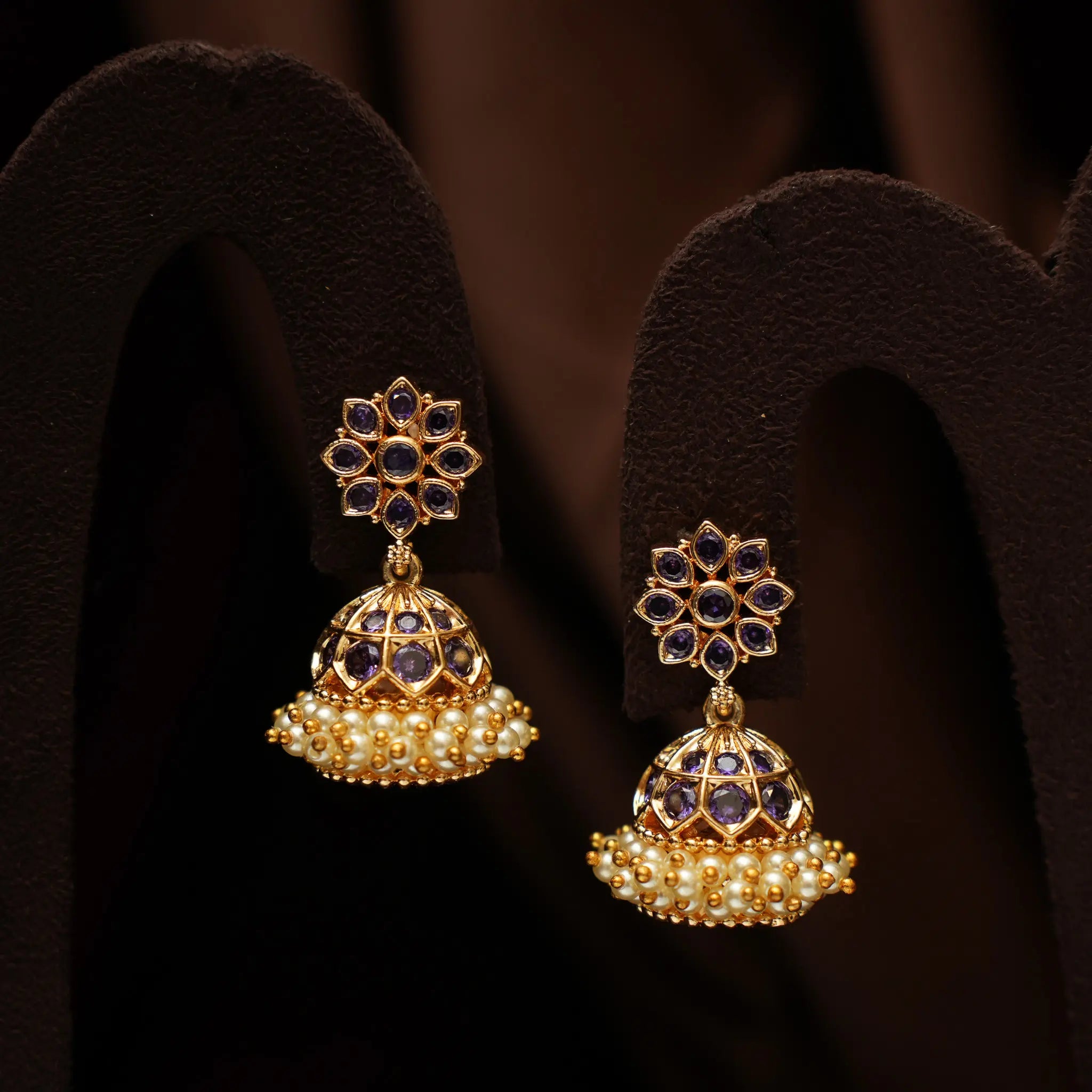 Iraja Antique Jhumka - Purple