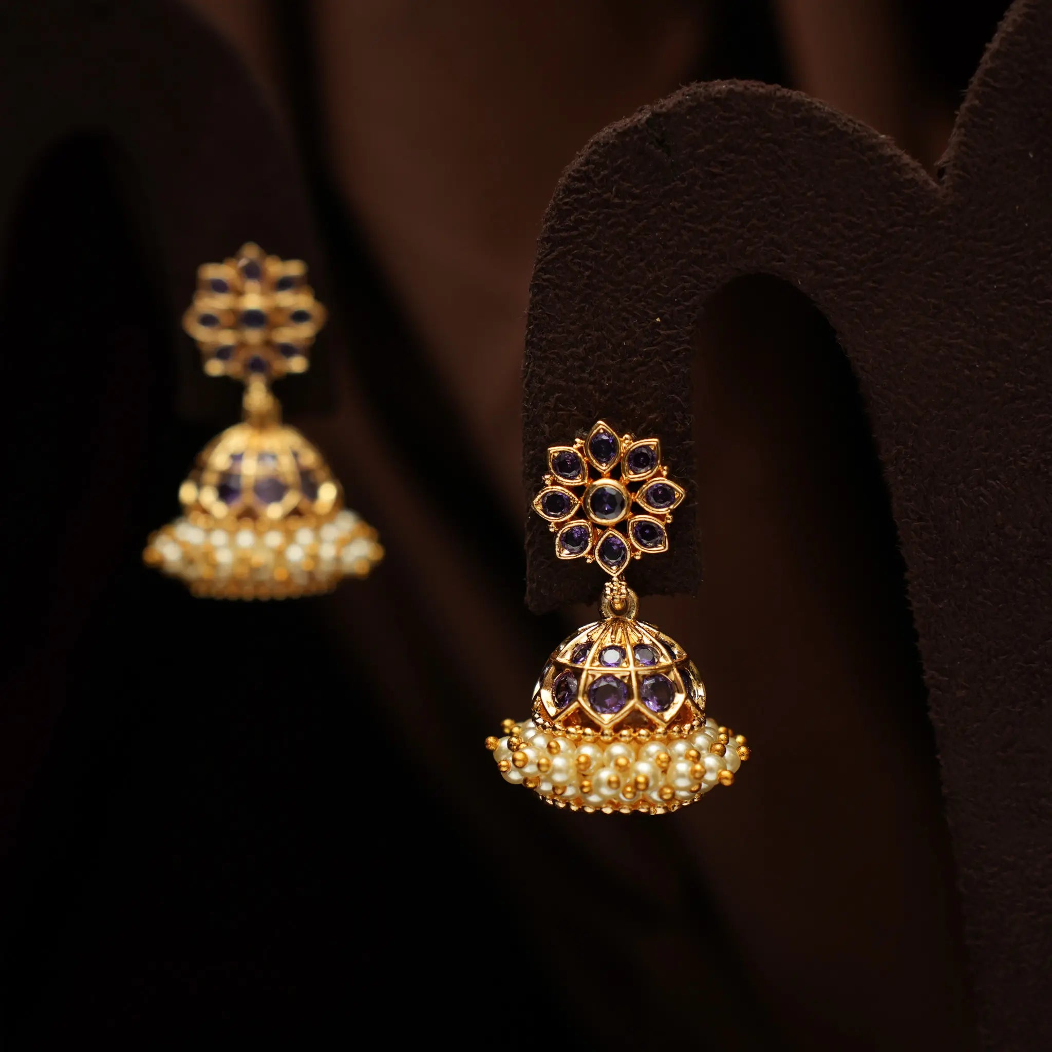 Iraja Antique Jhumka - Purple