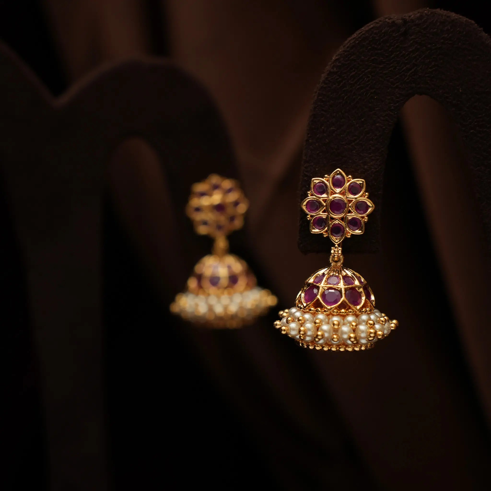 Iraja Antique Jhumka - Red