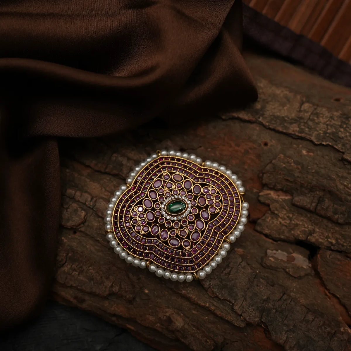 Ishita Antique Hair Pin / Rakkodi - Red & Green