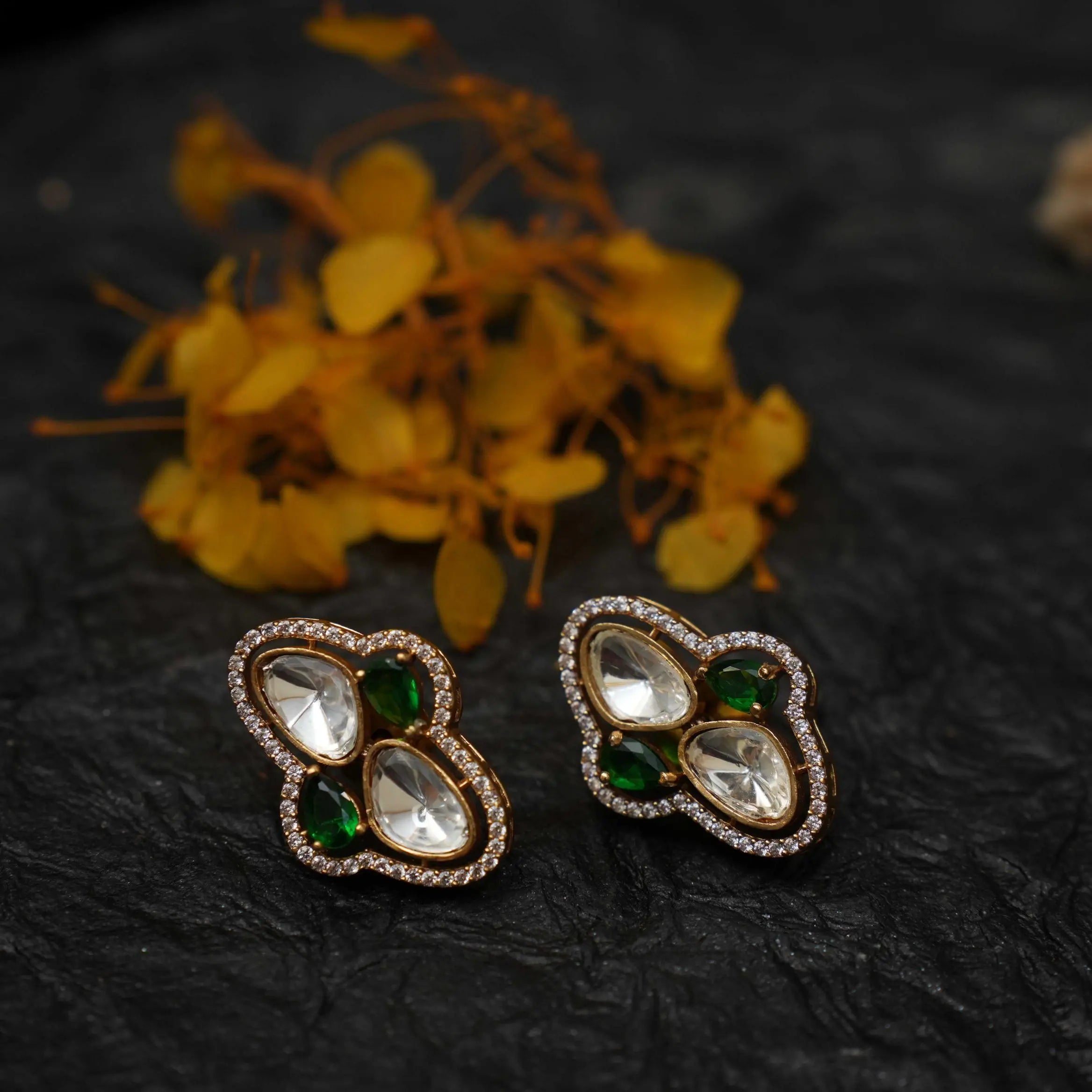 Ivati Zircon Ear Stud - Green