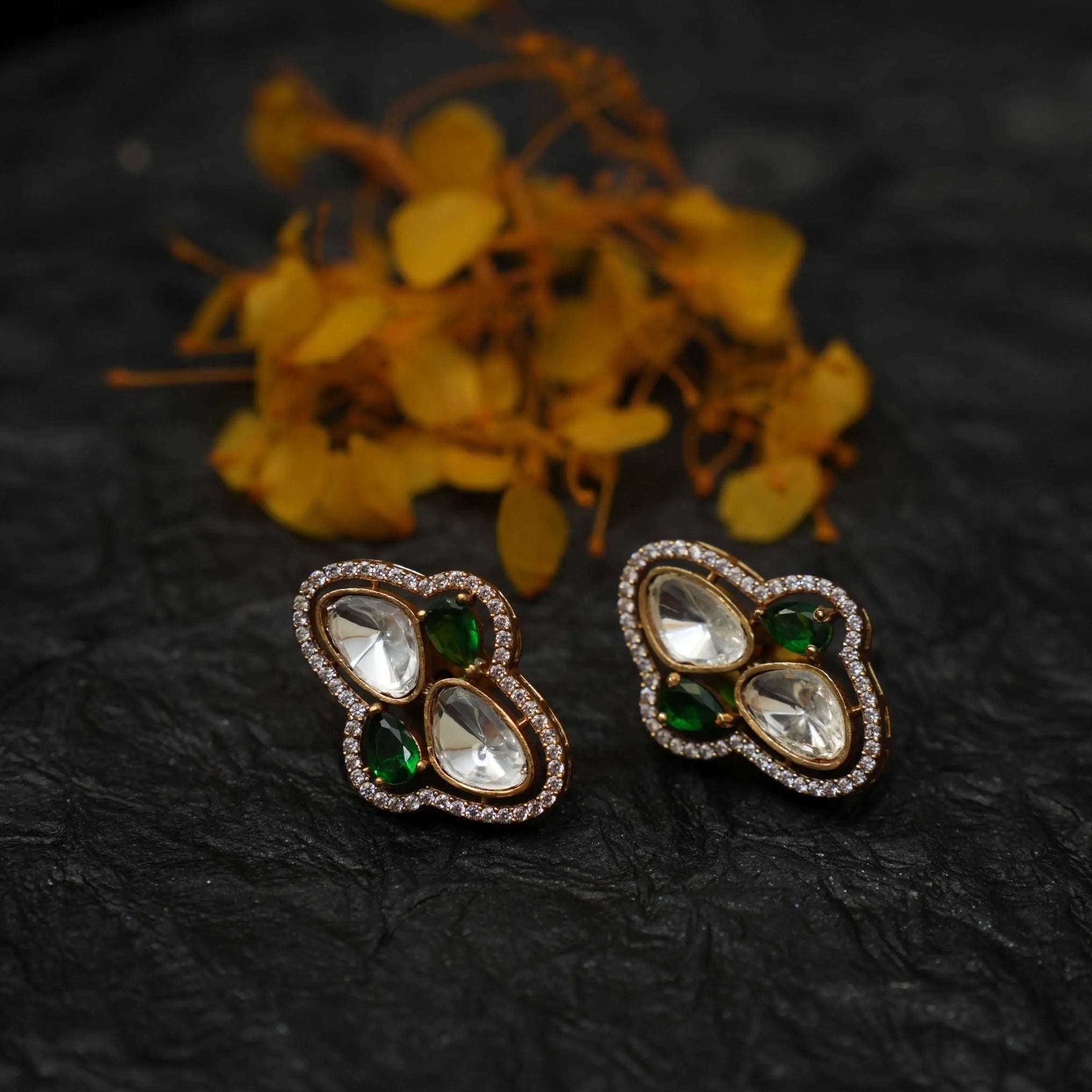 Ivati Zircon Ear Stud - Green