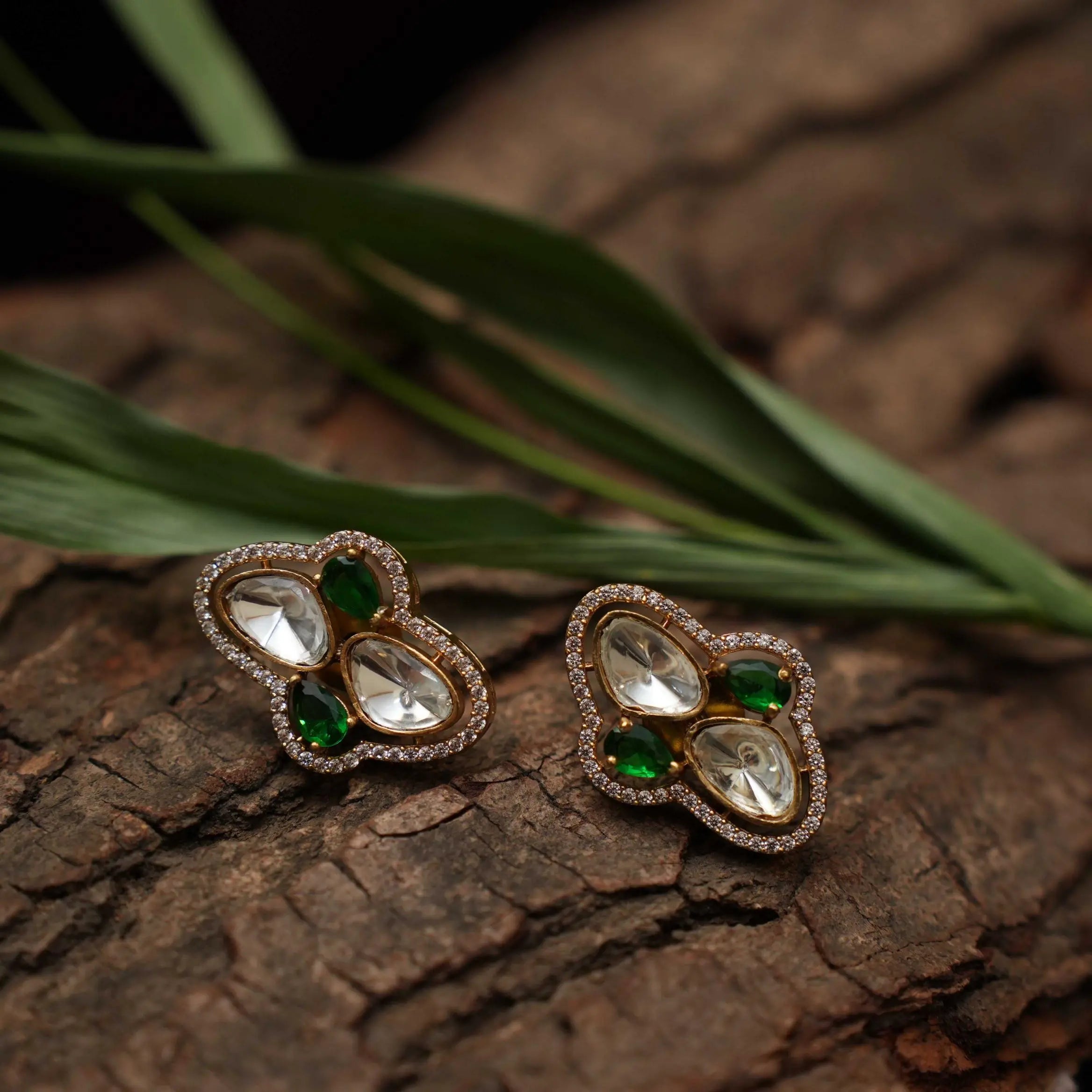 Ivati Zircon Ear Stud - Green