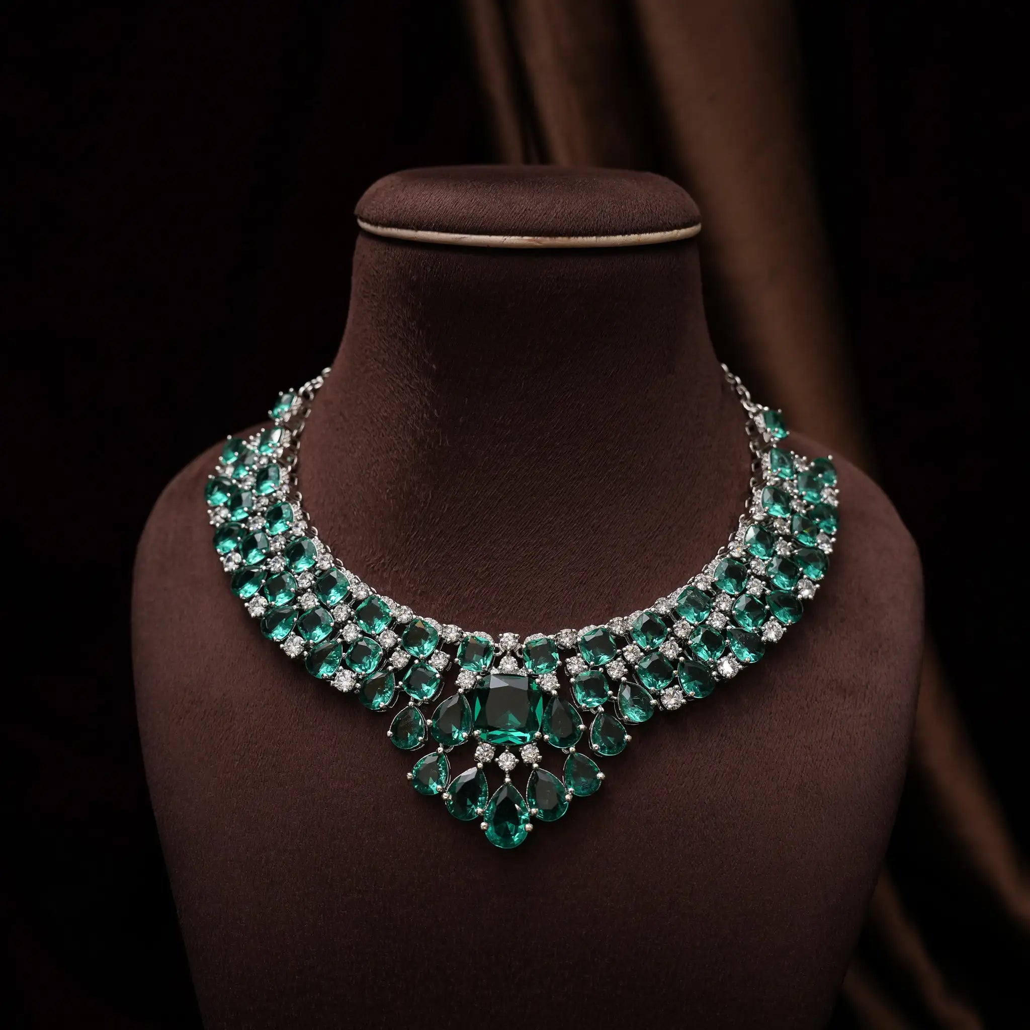 Jagrti Zircon Necklace - Aqua