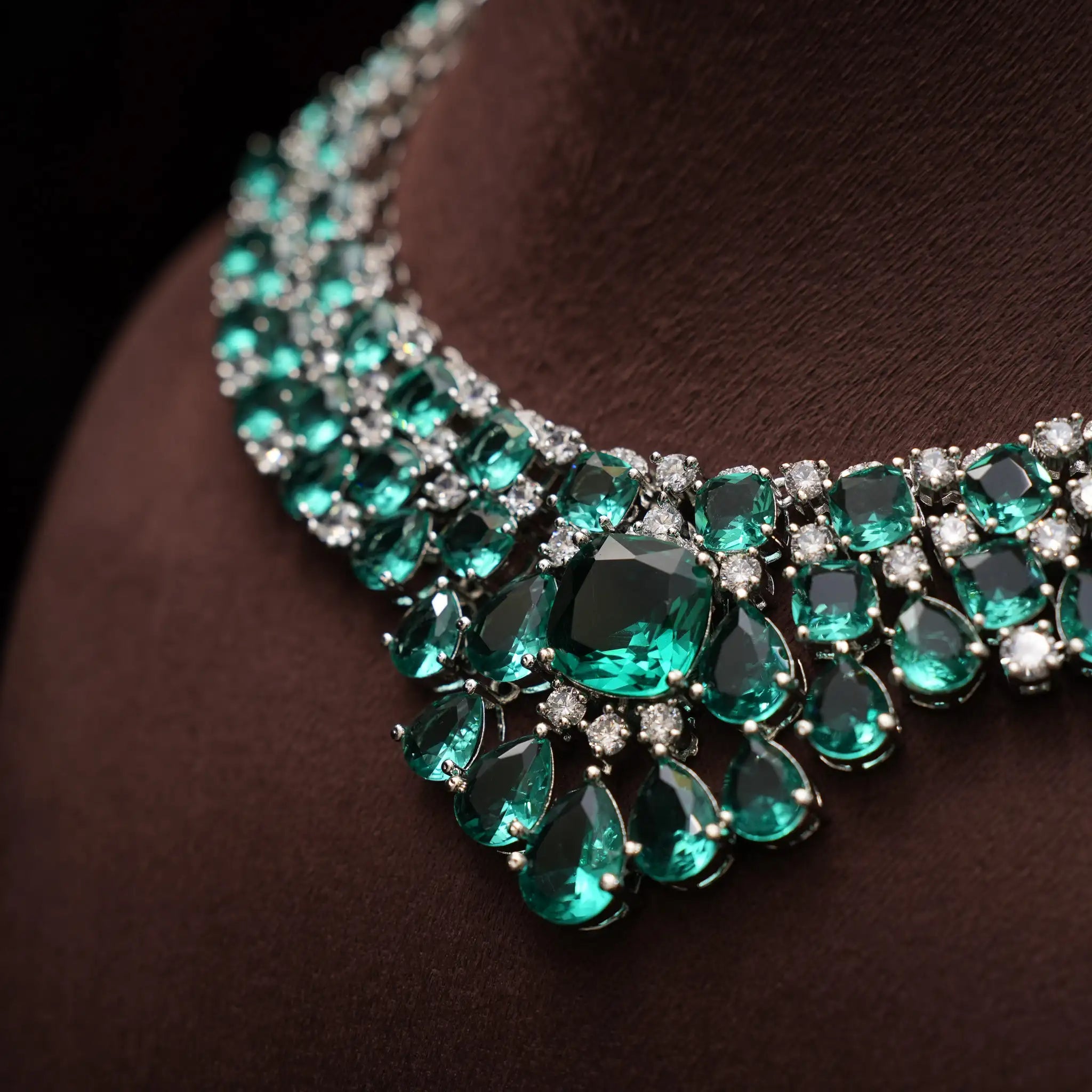 Jagrti Zircon Necklace - Aqua