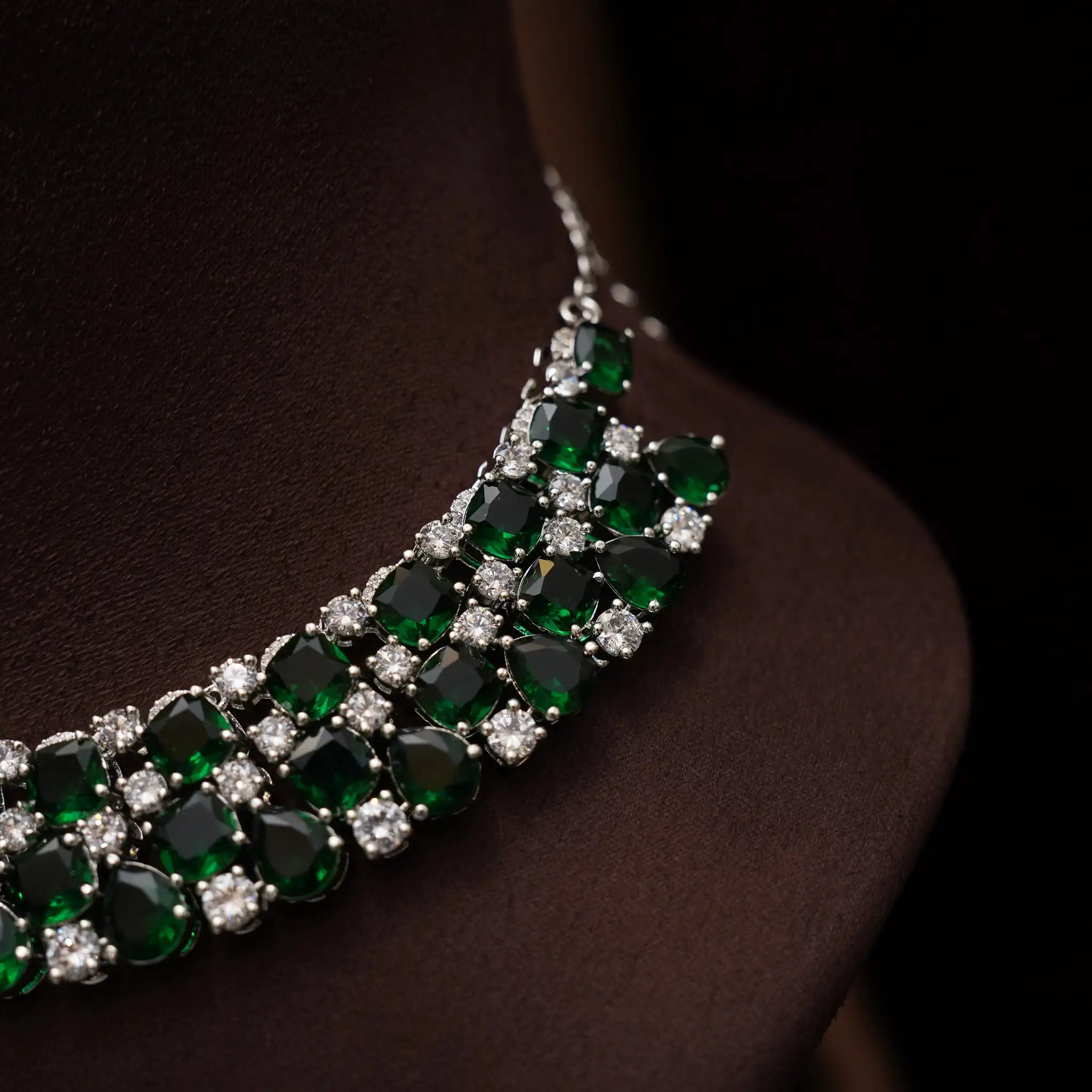 Jagrti Zircon Necklace - Emerald Green
