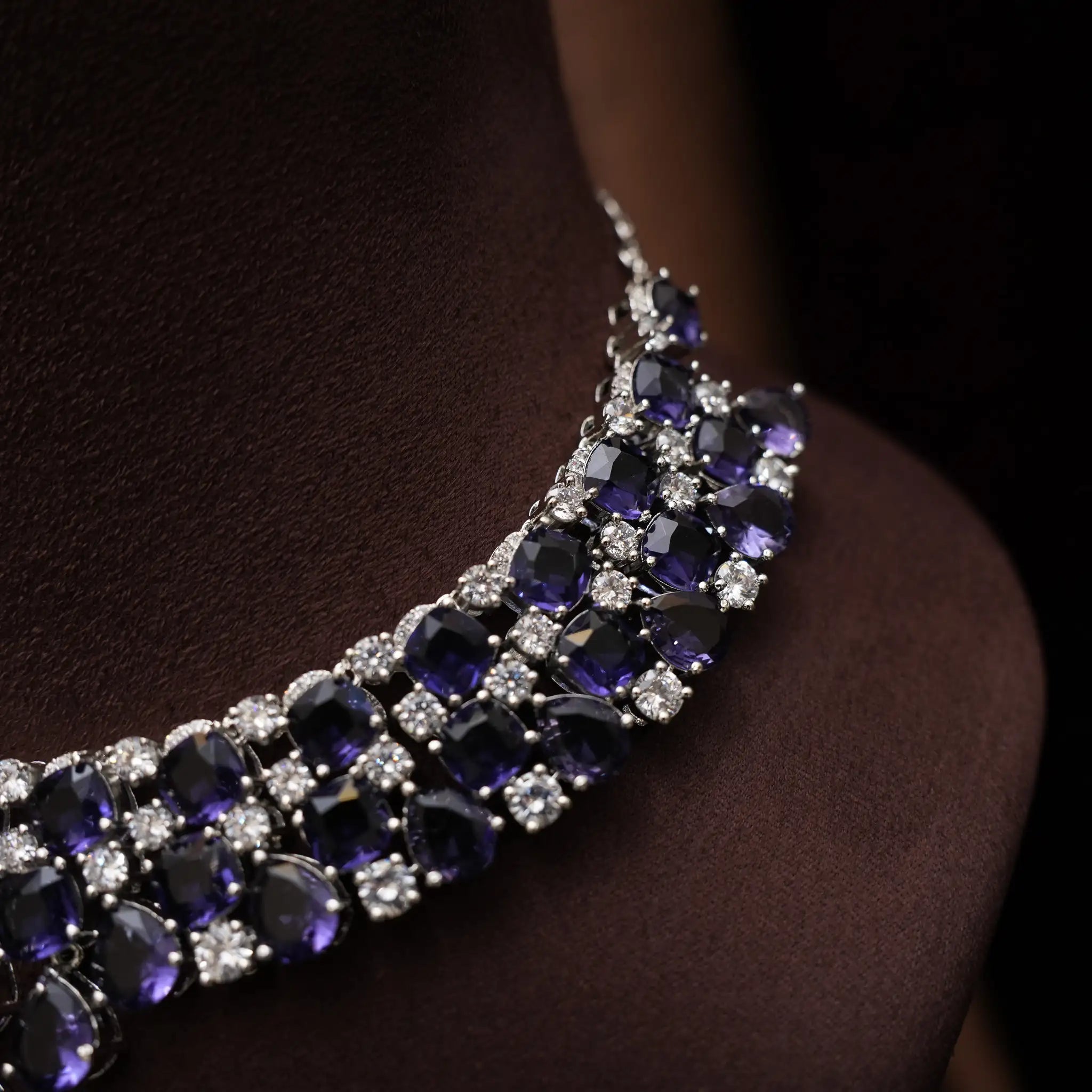 Jagrti Zircon Necklace - Purple