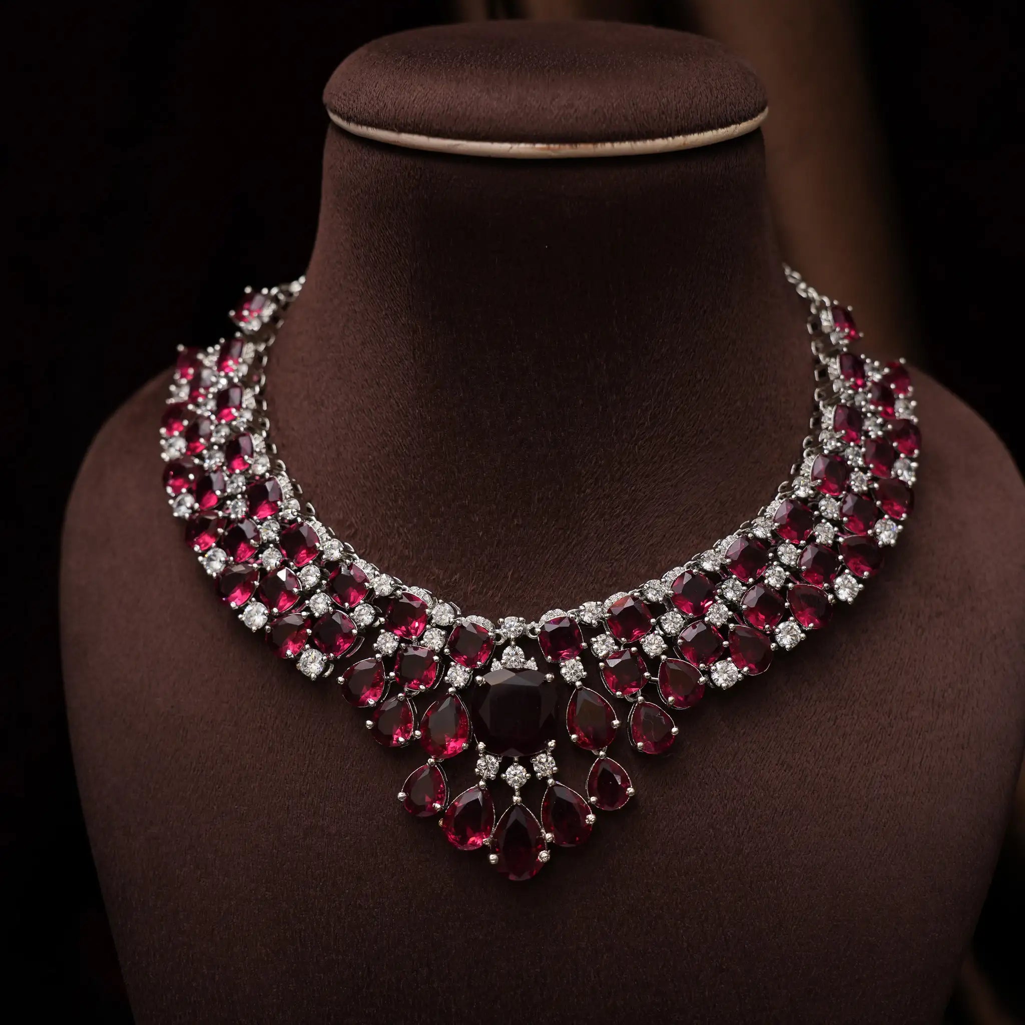 Jagrti Zircon Necklace - Red