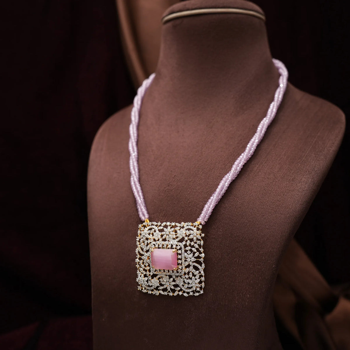 Jamelia Beaded Necklace - Pastel Pink