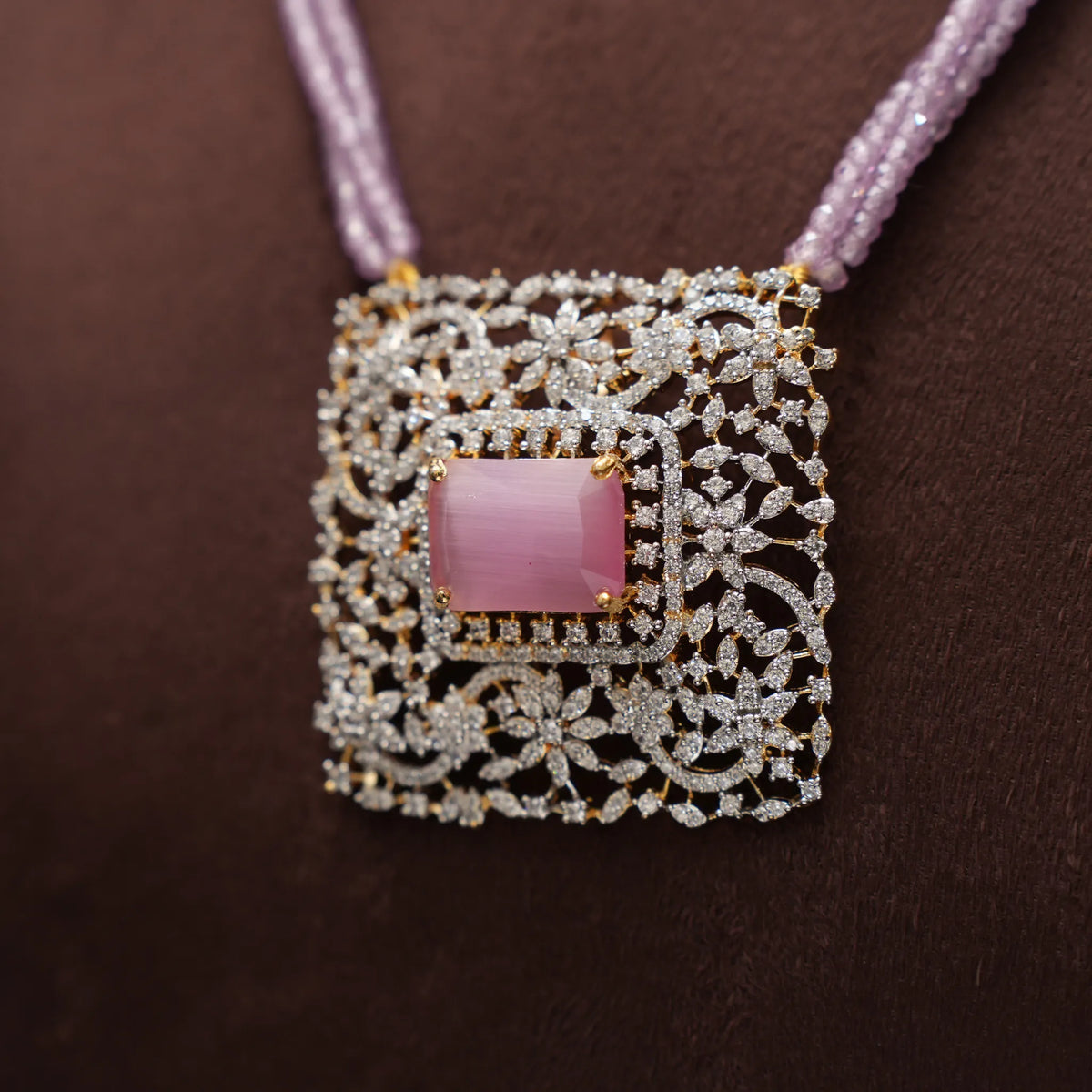 Jamelia Beaded Necklace - Pastel Pink