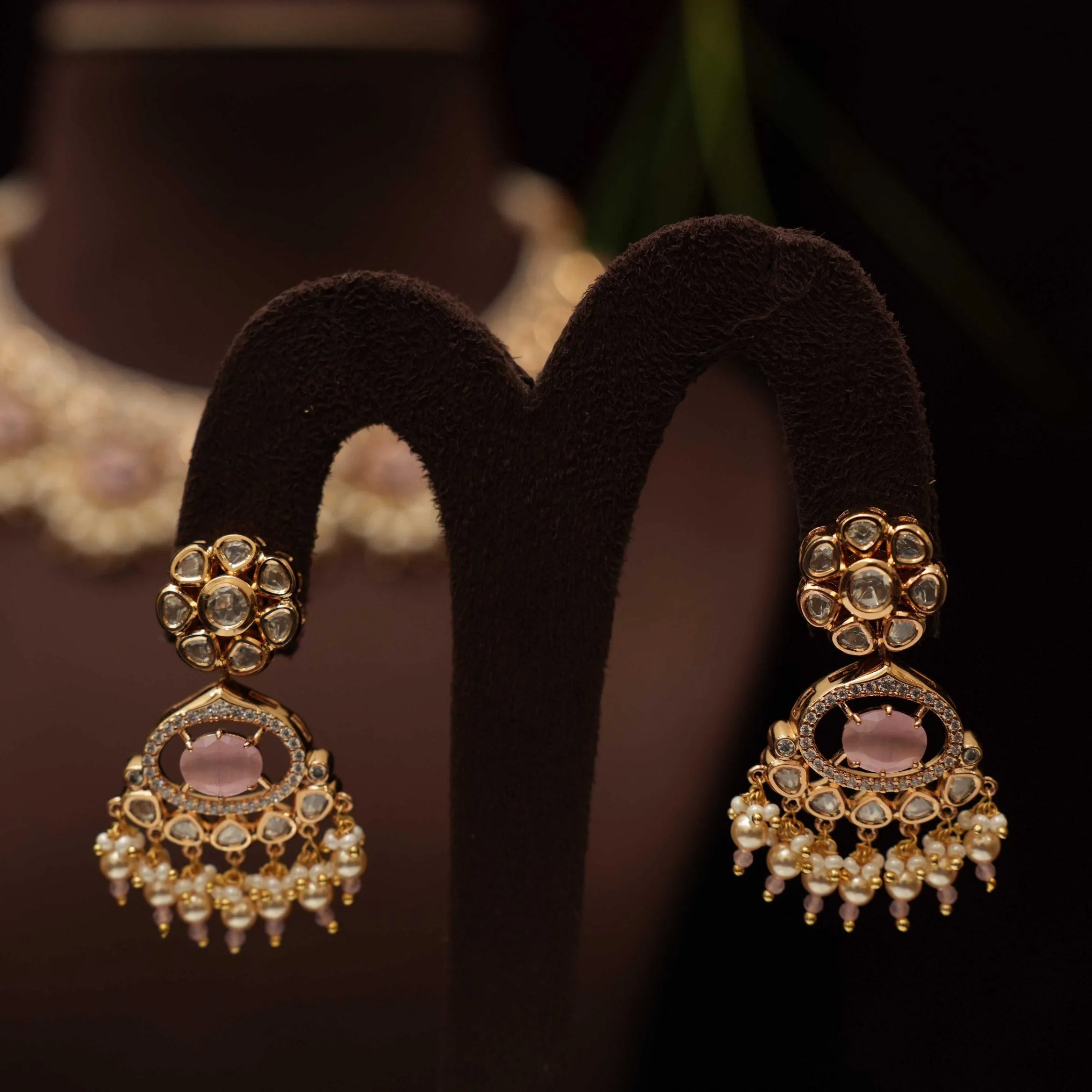 Janita Polki Necklace - Pastel Pink - Rimli Boutique