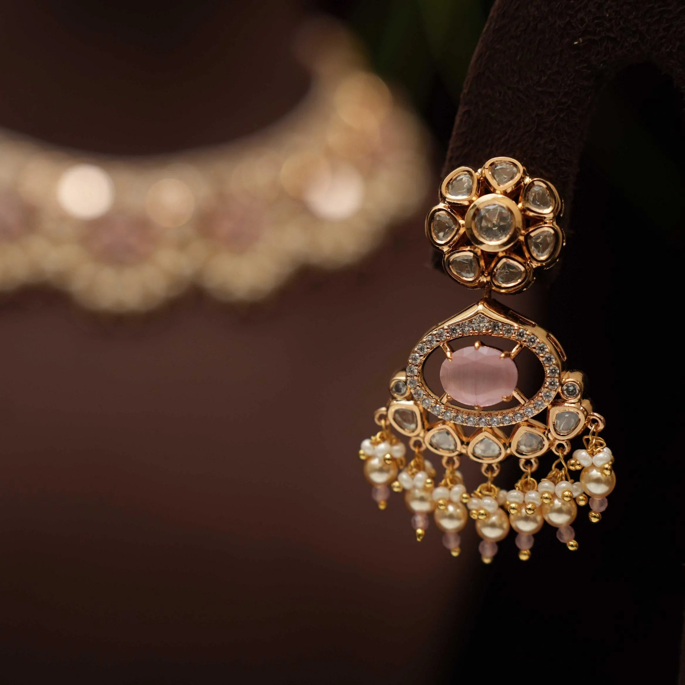 Janita Polki Necklace - Pastel Pink - Rimli Boutique