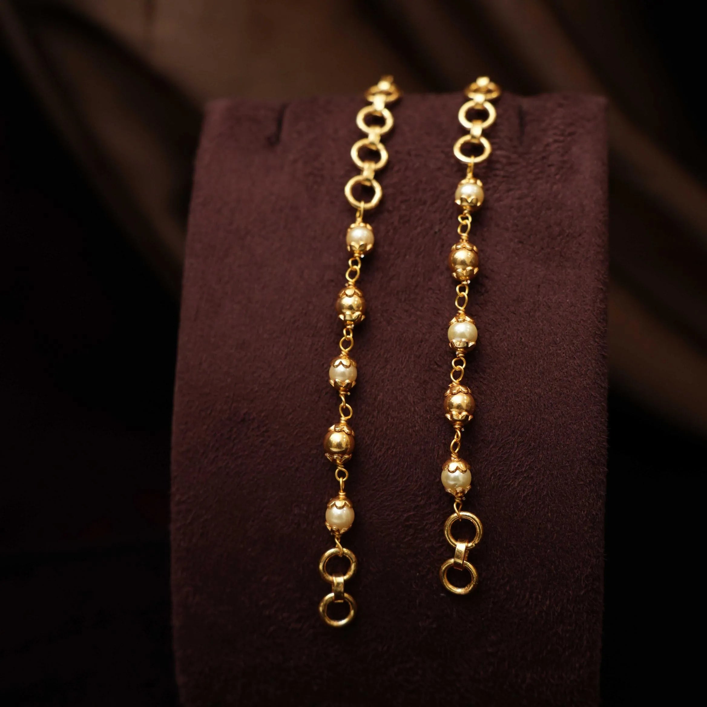 Janya Silver Ear Chain - Golden Ball