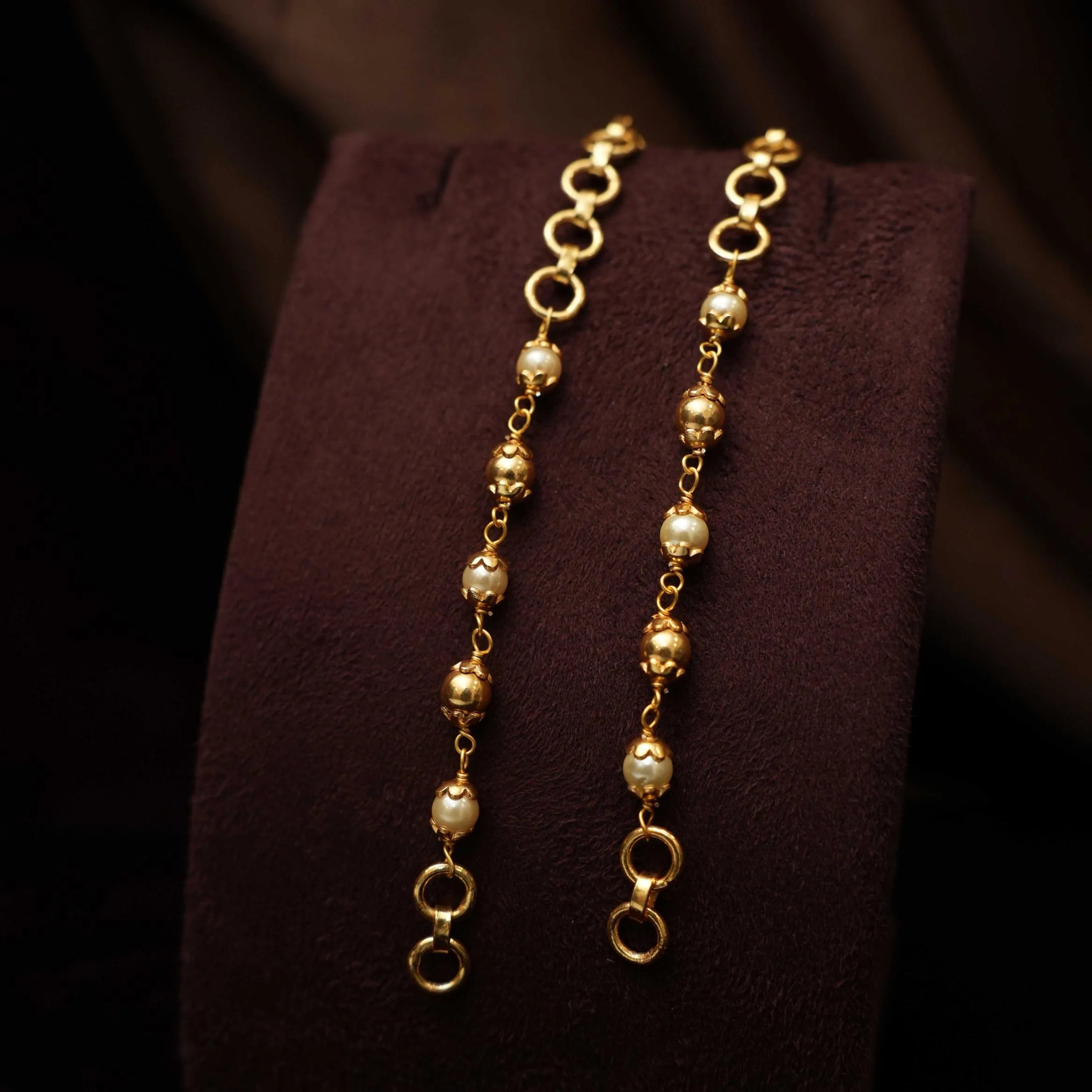 Janya Silver Ear Chain - Golden Ball