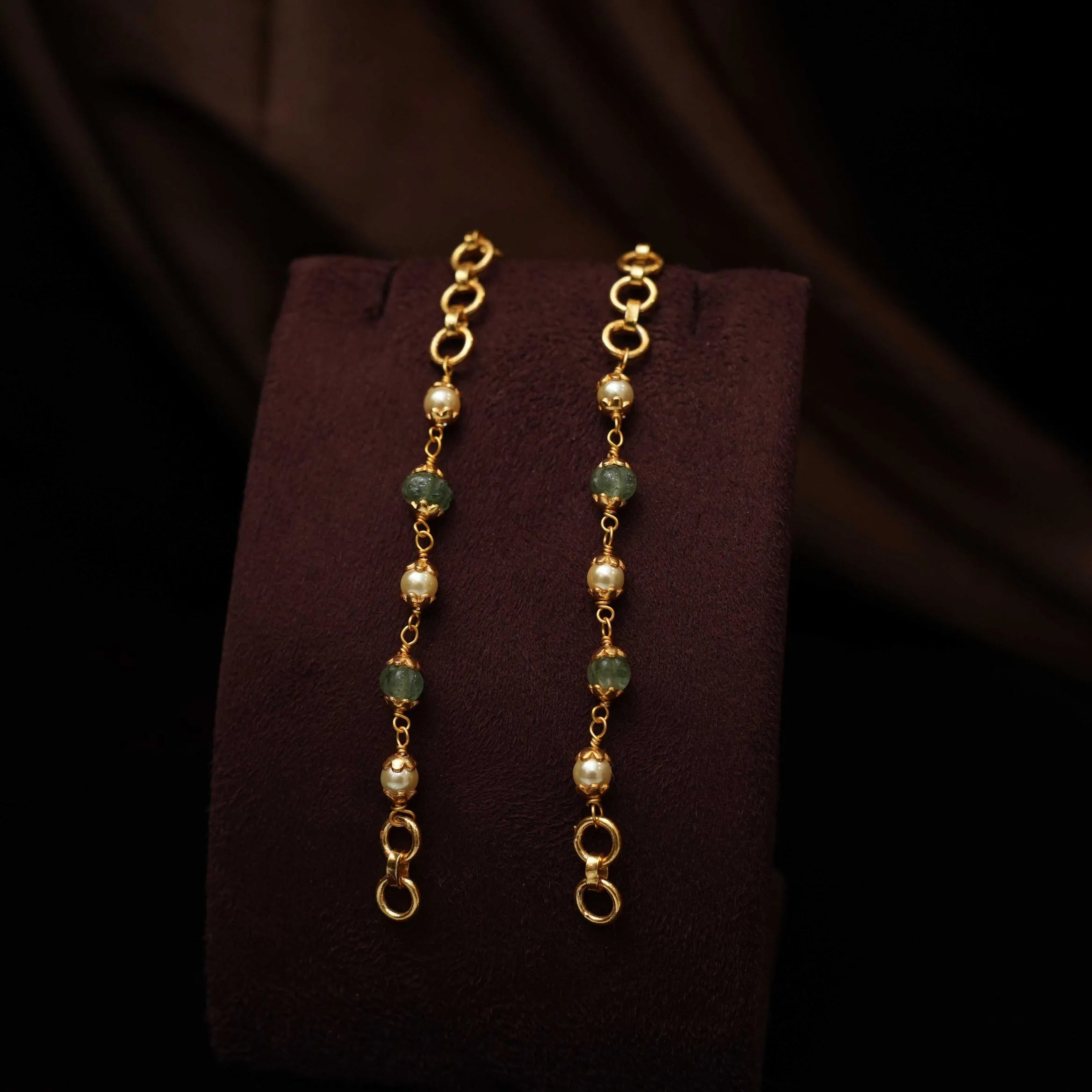 Janya Silver Ear Chain - Green