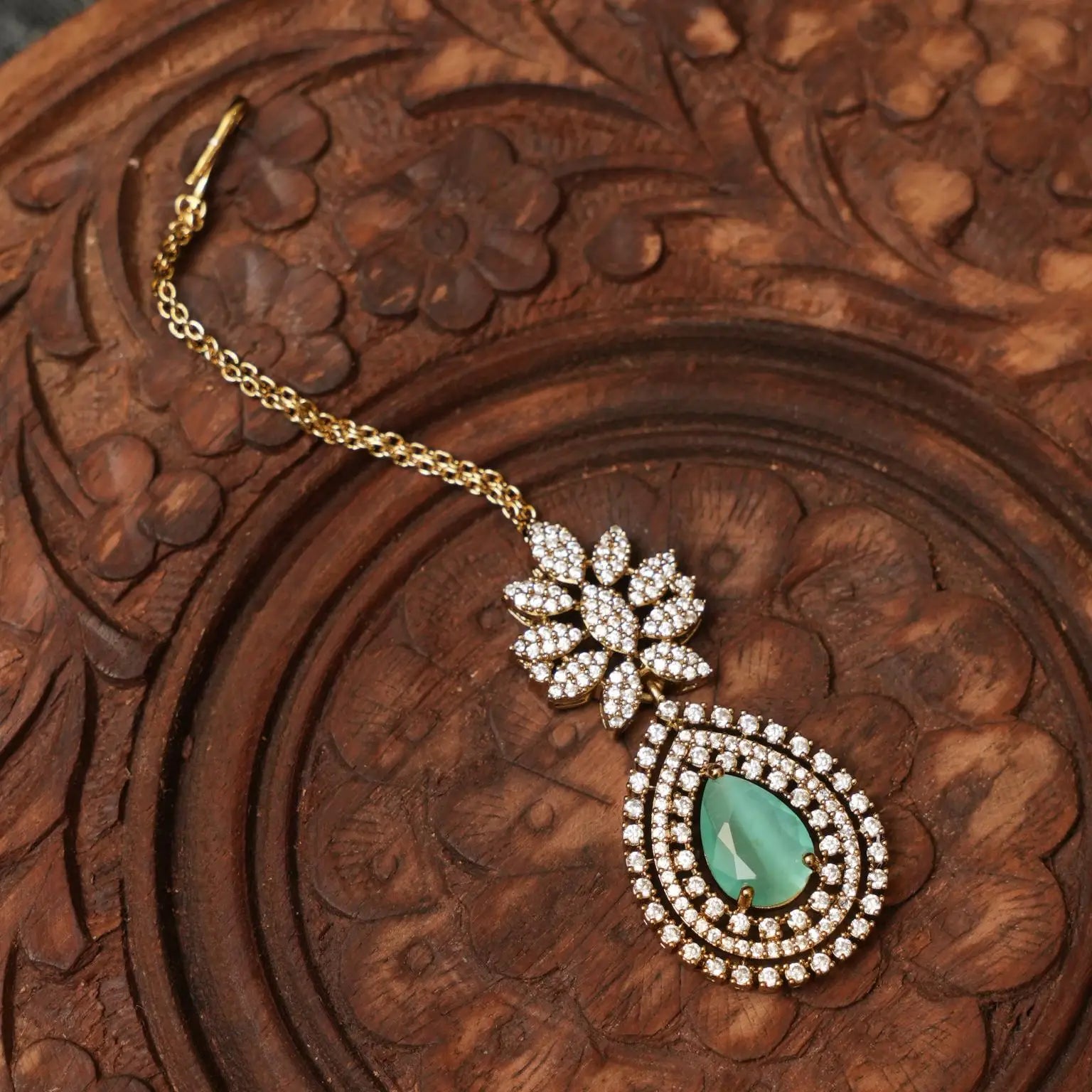 Jaynika Zircon Tikka - Pastel Green