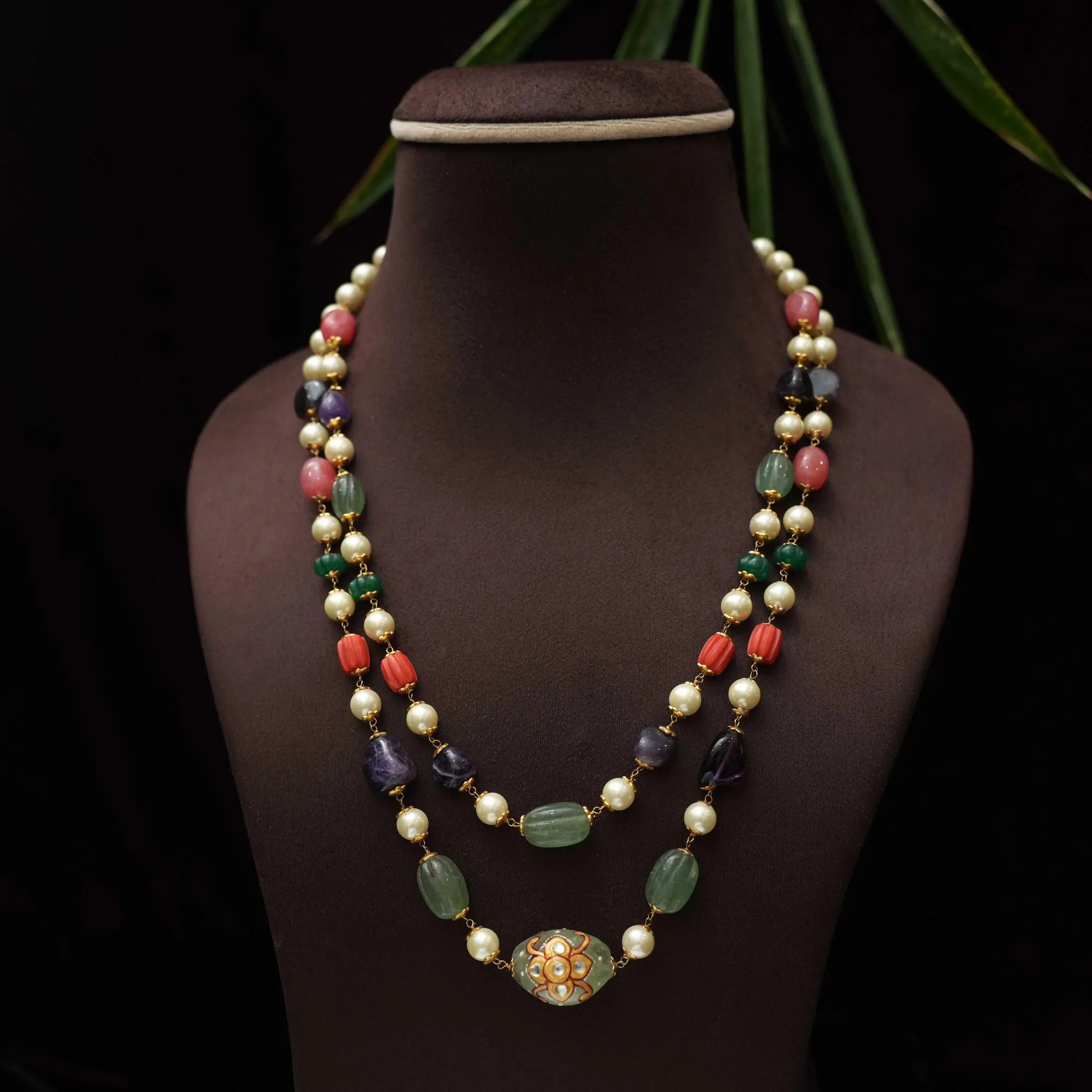Jishnu Beaded Necklace - Oval
