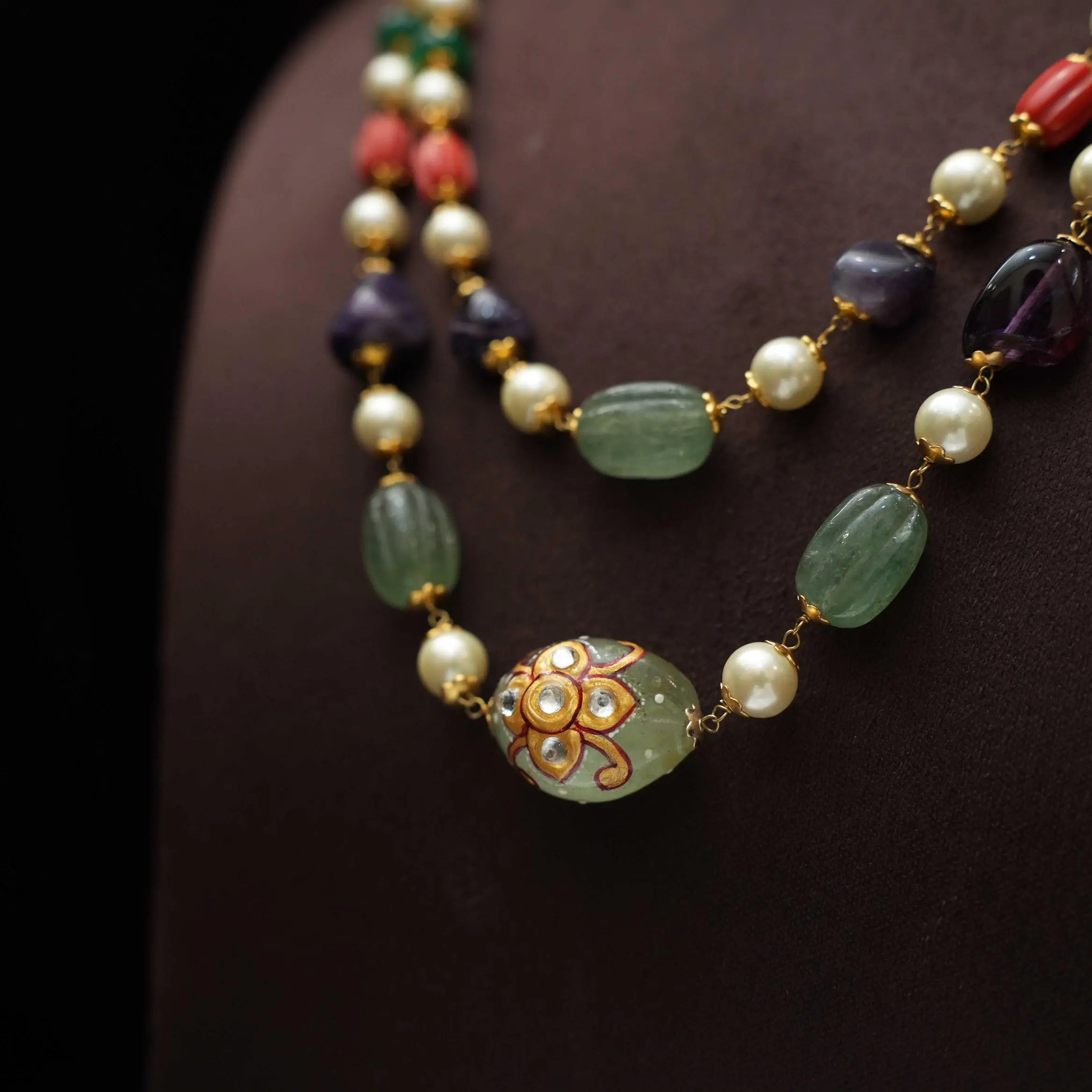 Jishnu Beaded Necklace - Oval