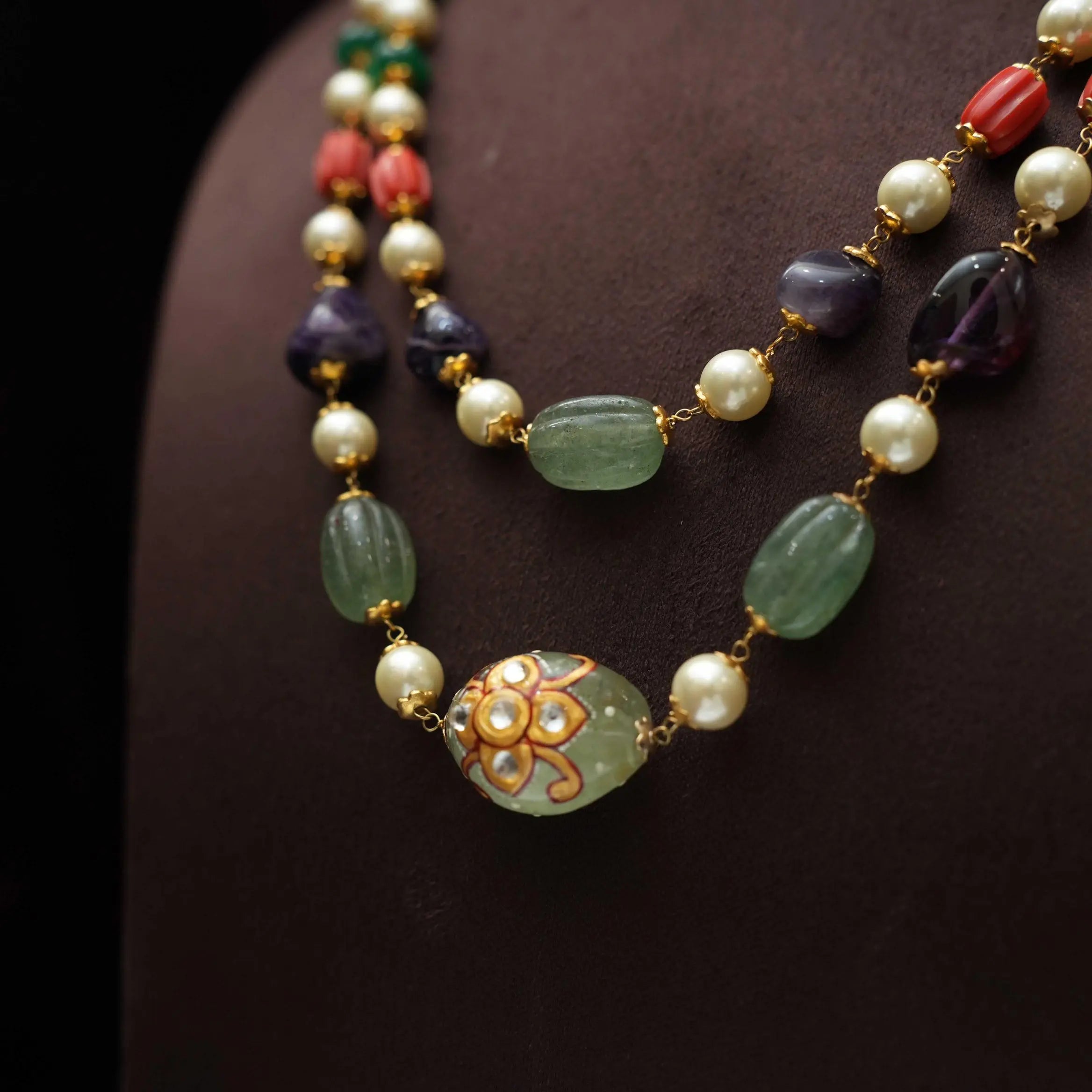 Jishnu Beaded Necklace - Oval