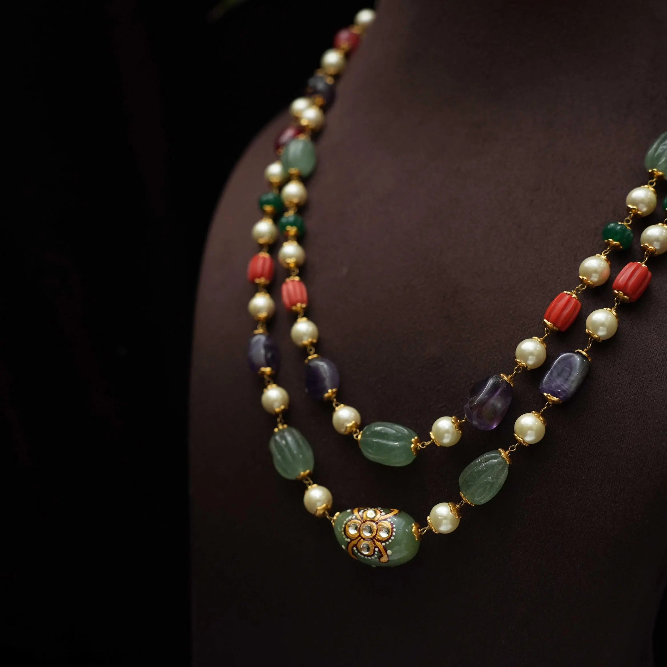 Jishnu Beaded Necklace - Square