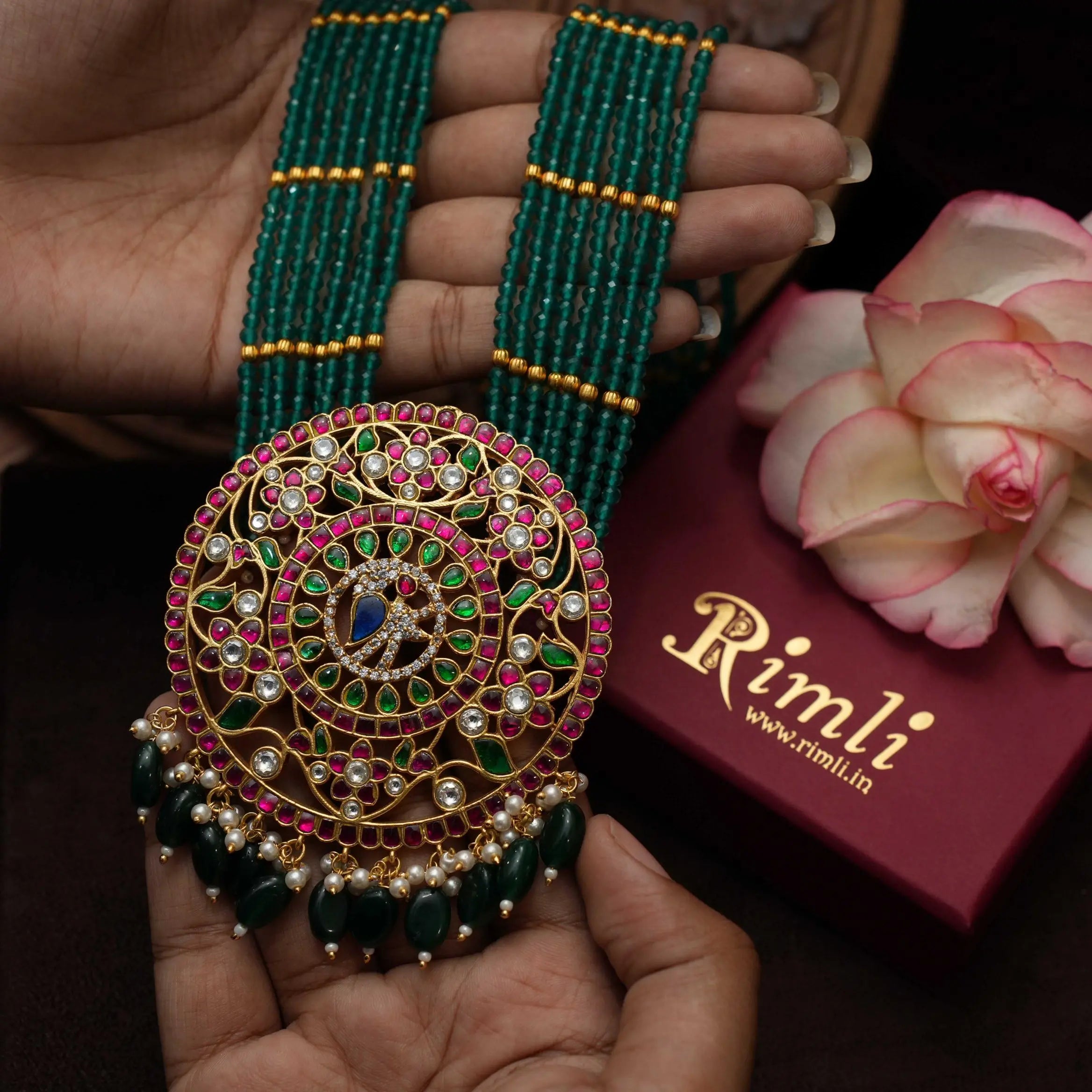 Jivya Beaded Polki Necklace