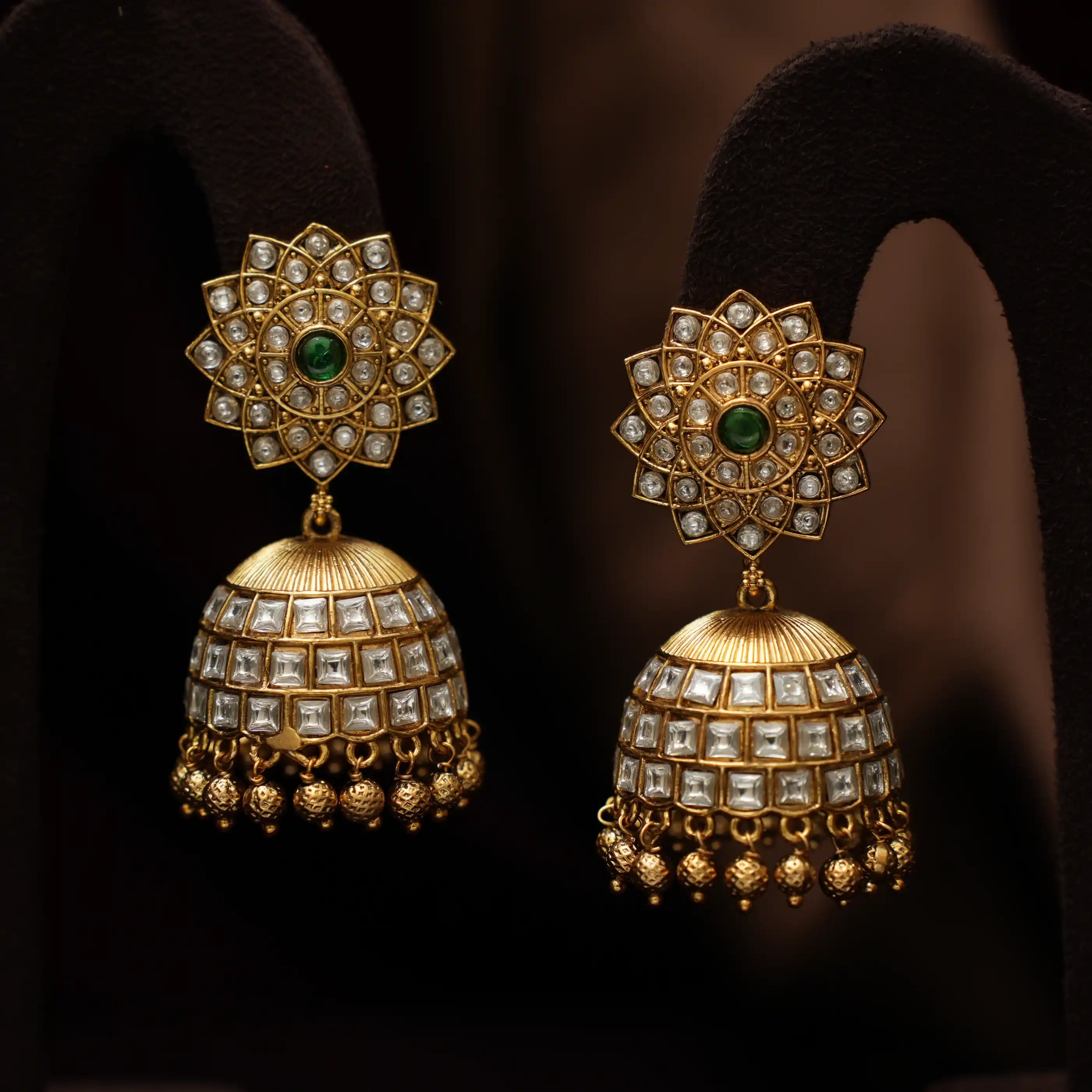 Josha Antique Jhumka Earrings - White