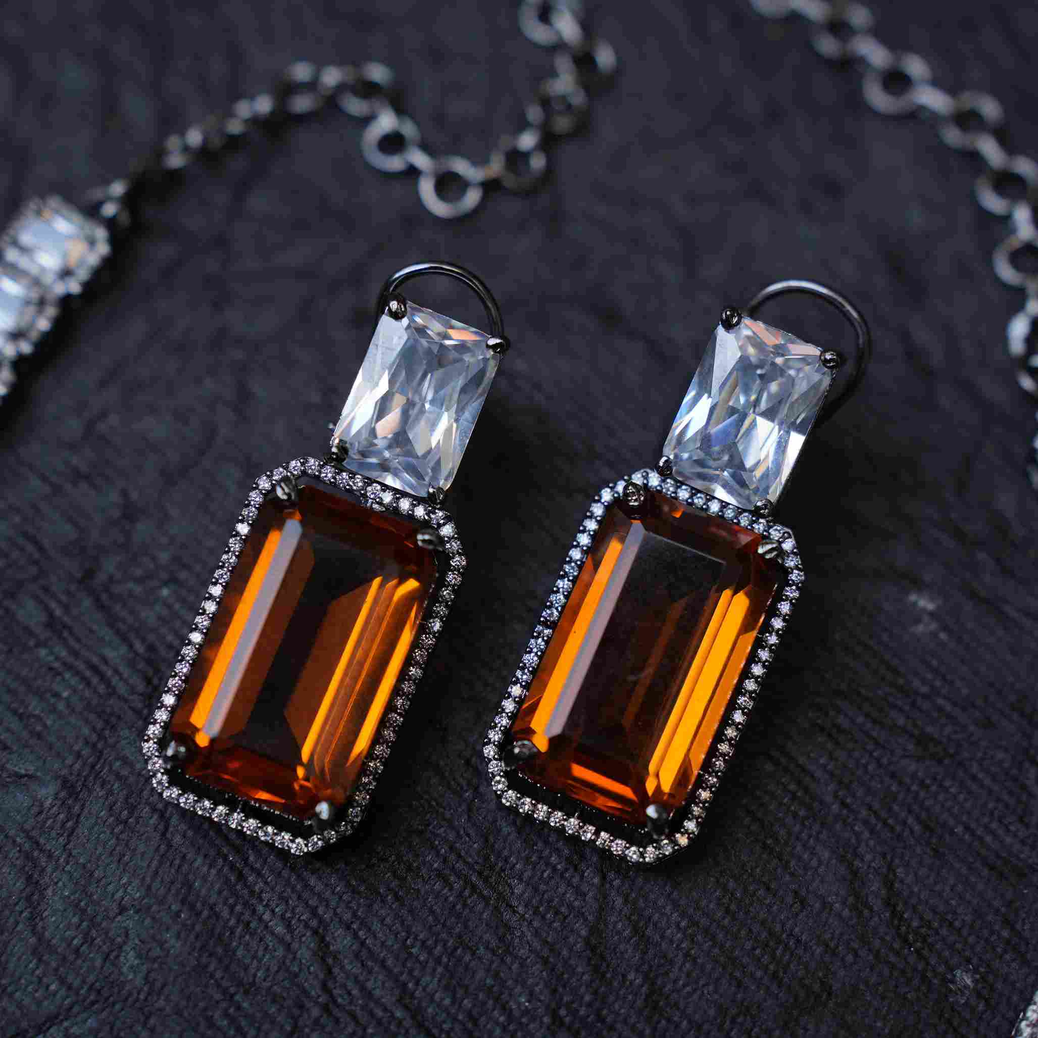 Juhi Zircon Necklace - Dark Mustard