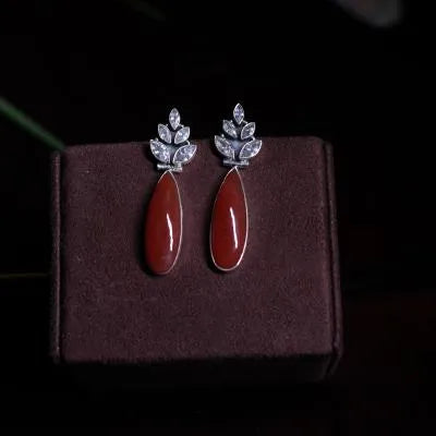 Kezia Oxidized Silver Earrings - Burnt Orange - Rimli Boutique