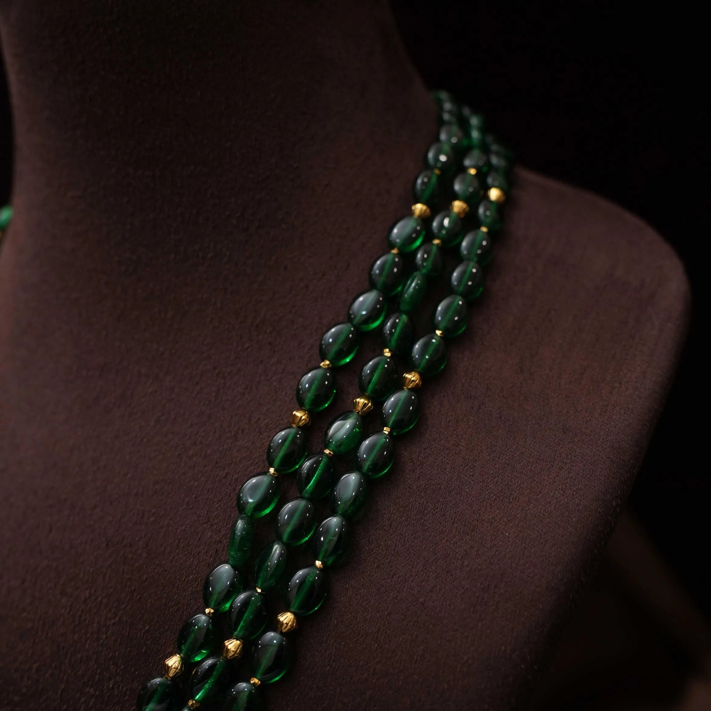 Kabutari Polki Beaded Necklace - Green