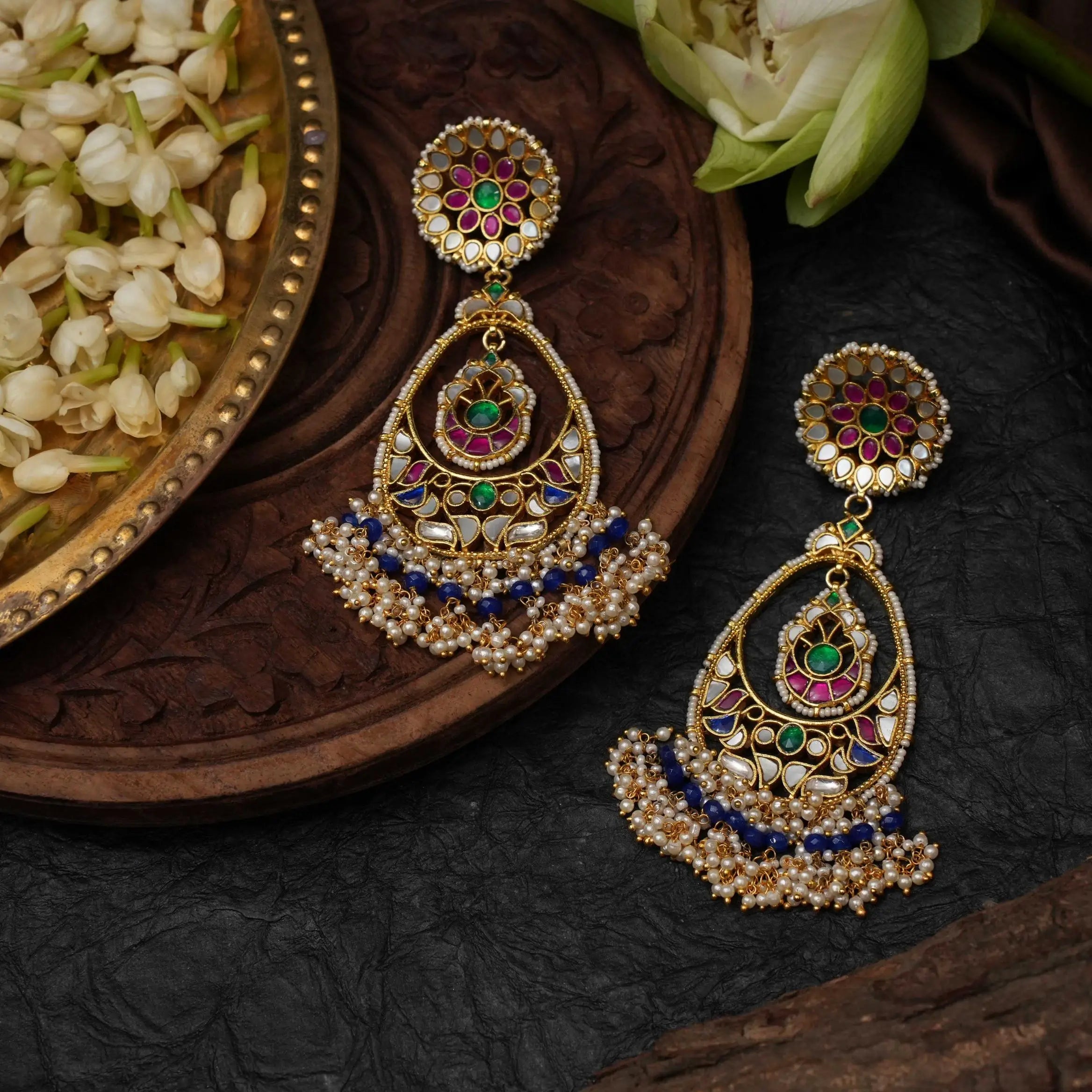 Kadru Polki Chandbali Earrings