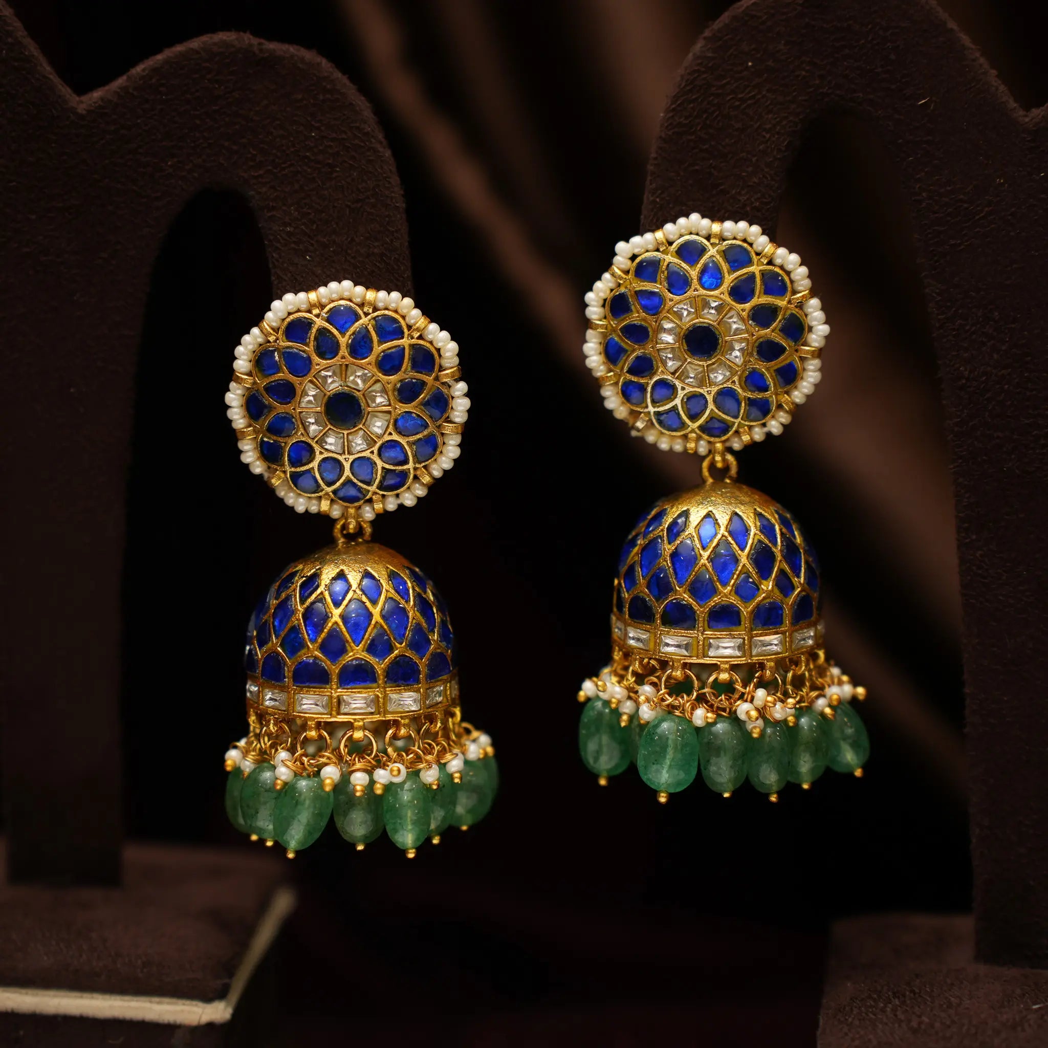 Kahini Polki Jhumka - Blue
