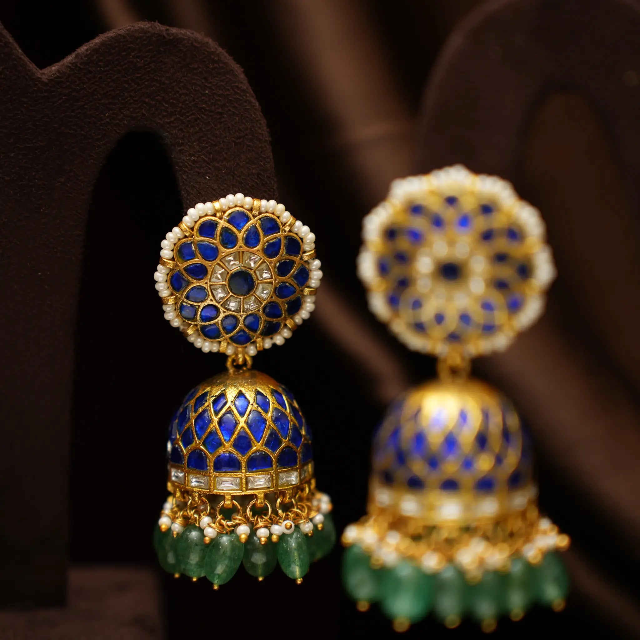 Kahini Polki Jhumka - Blue