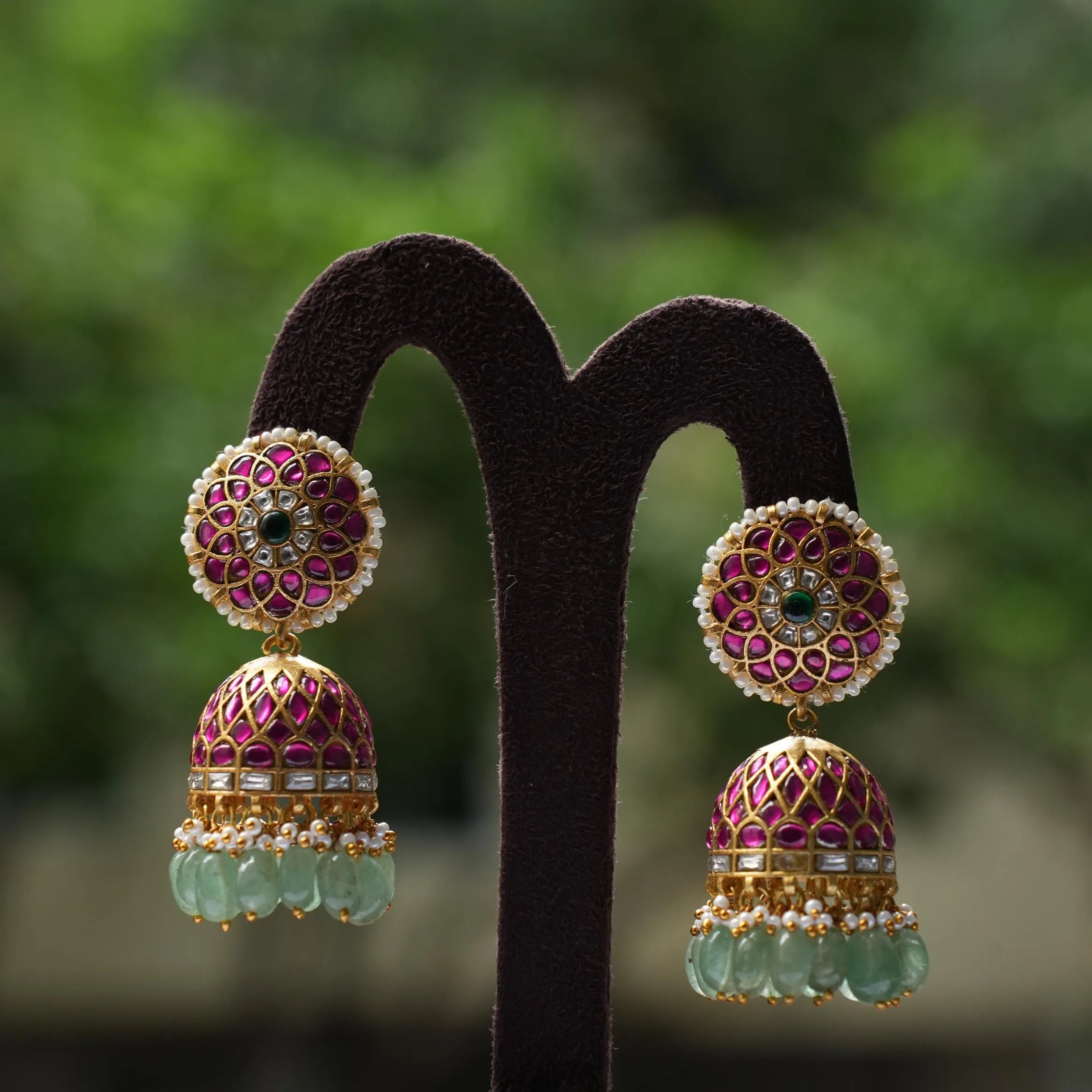 Kahini Polki Jhumka - Reddish Pink