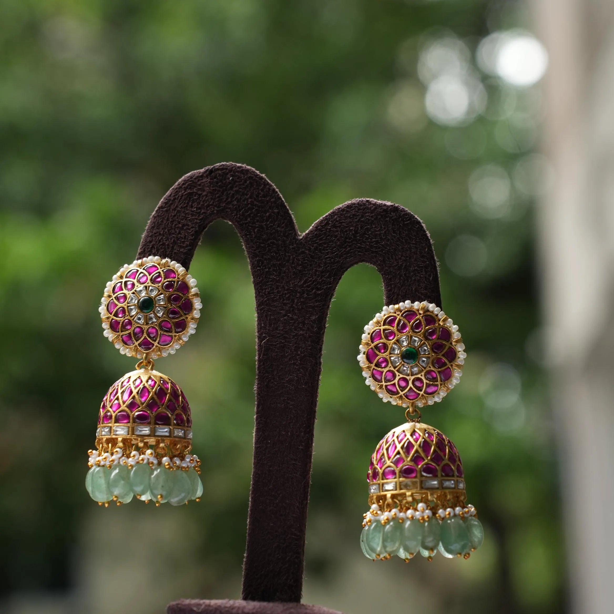 Kahini Polki Jhumka - Reddish Pink