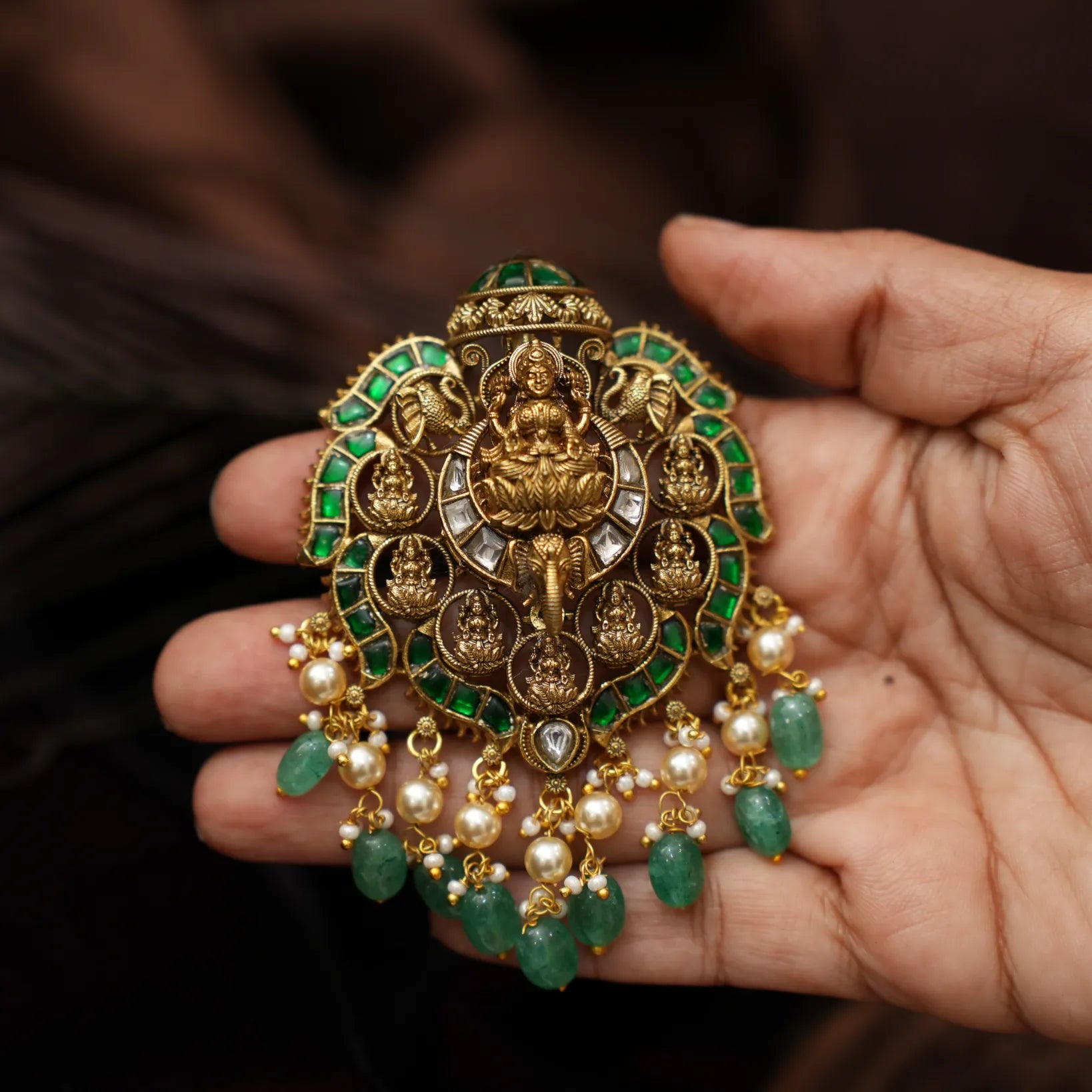 Kairavi Antique Pendant - Green