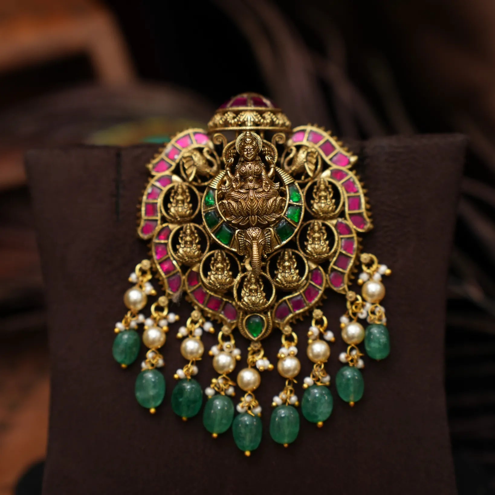 Kairavi Antique Pendant - Red