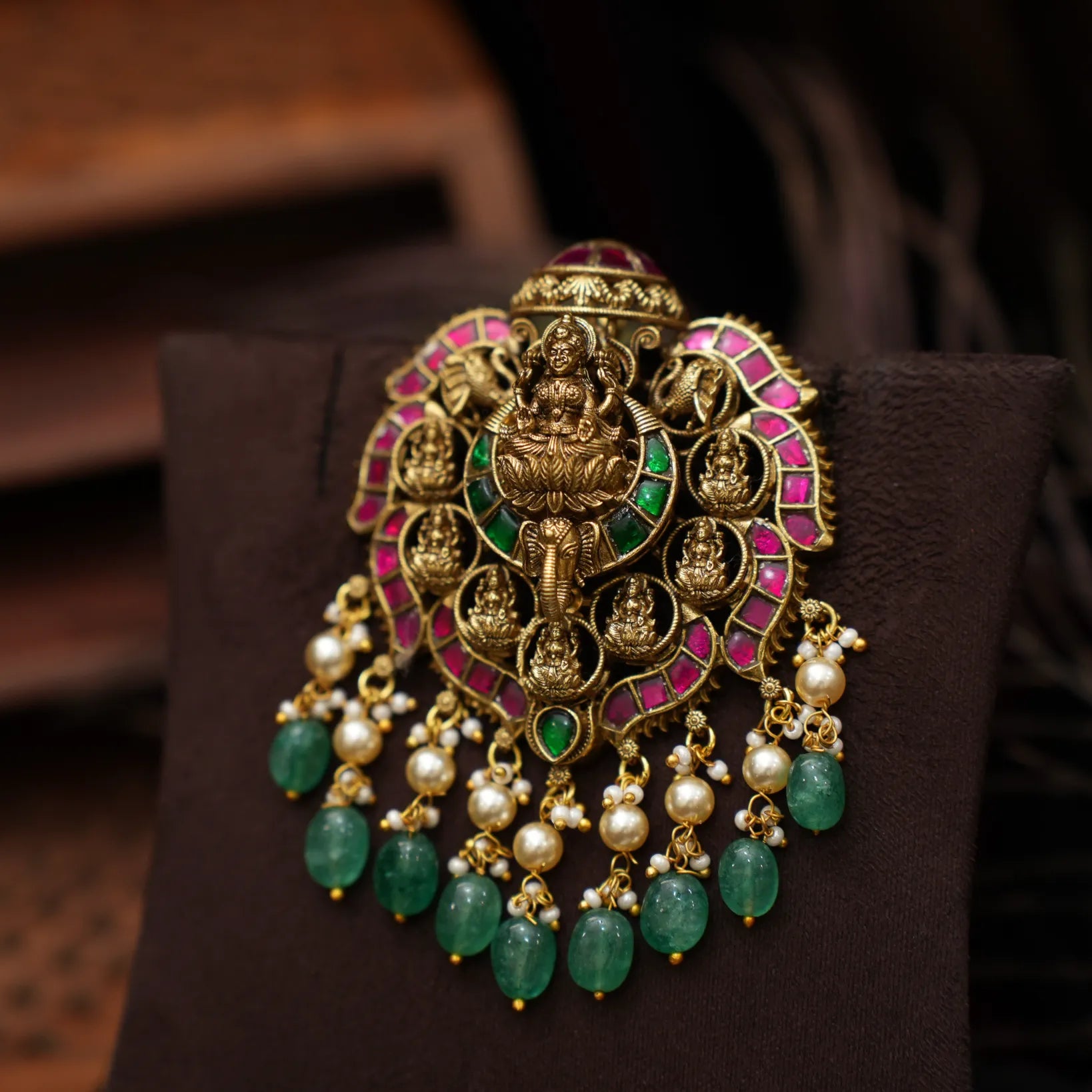 Kairavi Antique Pendant - Red