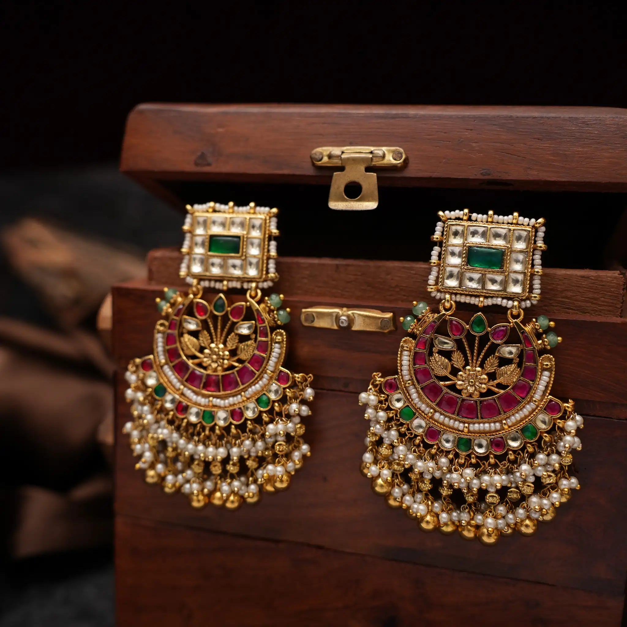 Kairavi Polki Chandbali Earrings