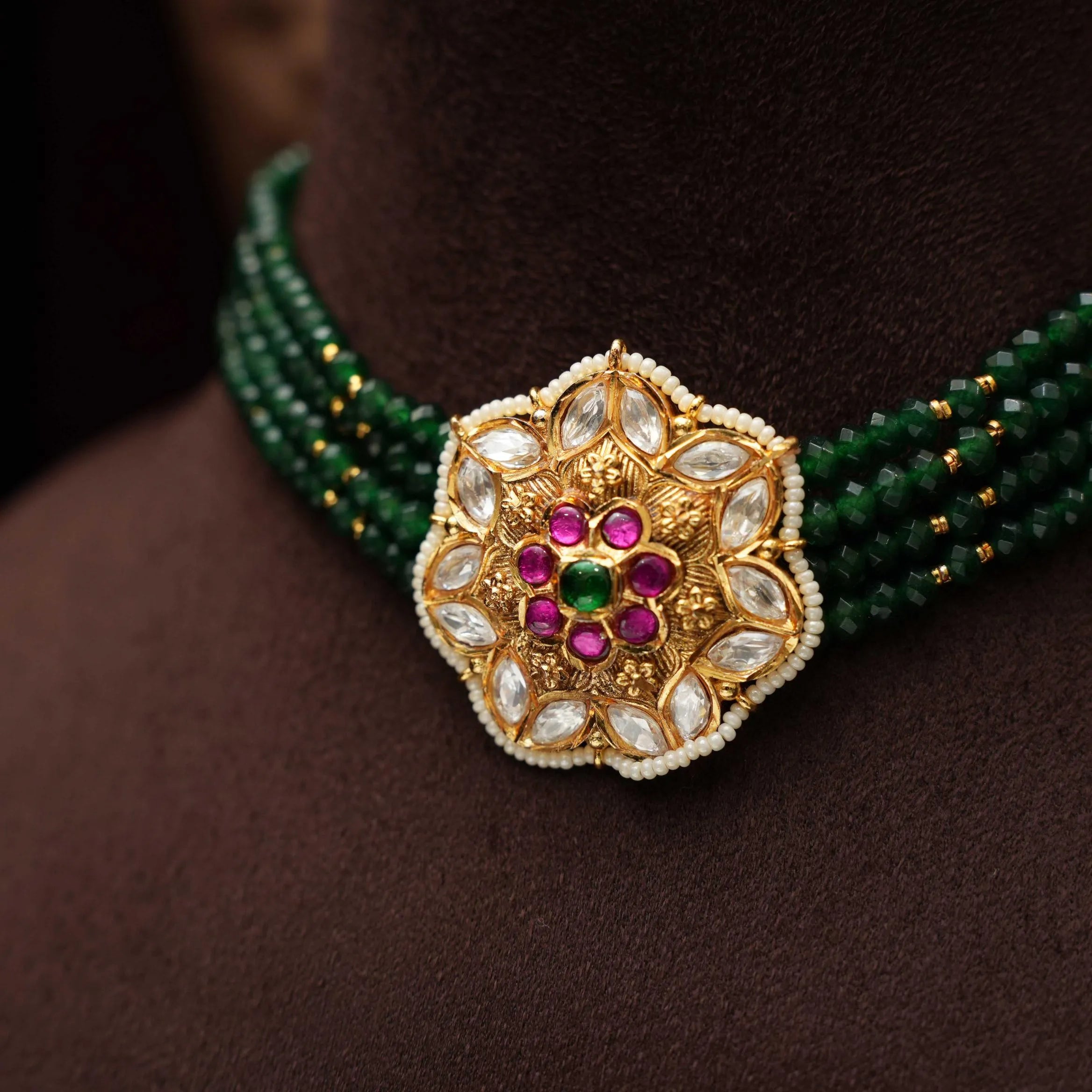 Kaivalya Beaded Choker - Green
