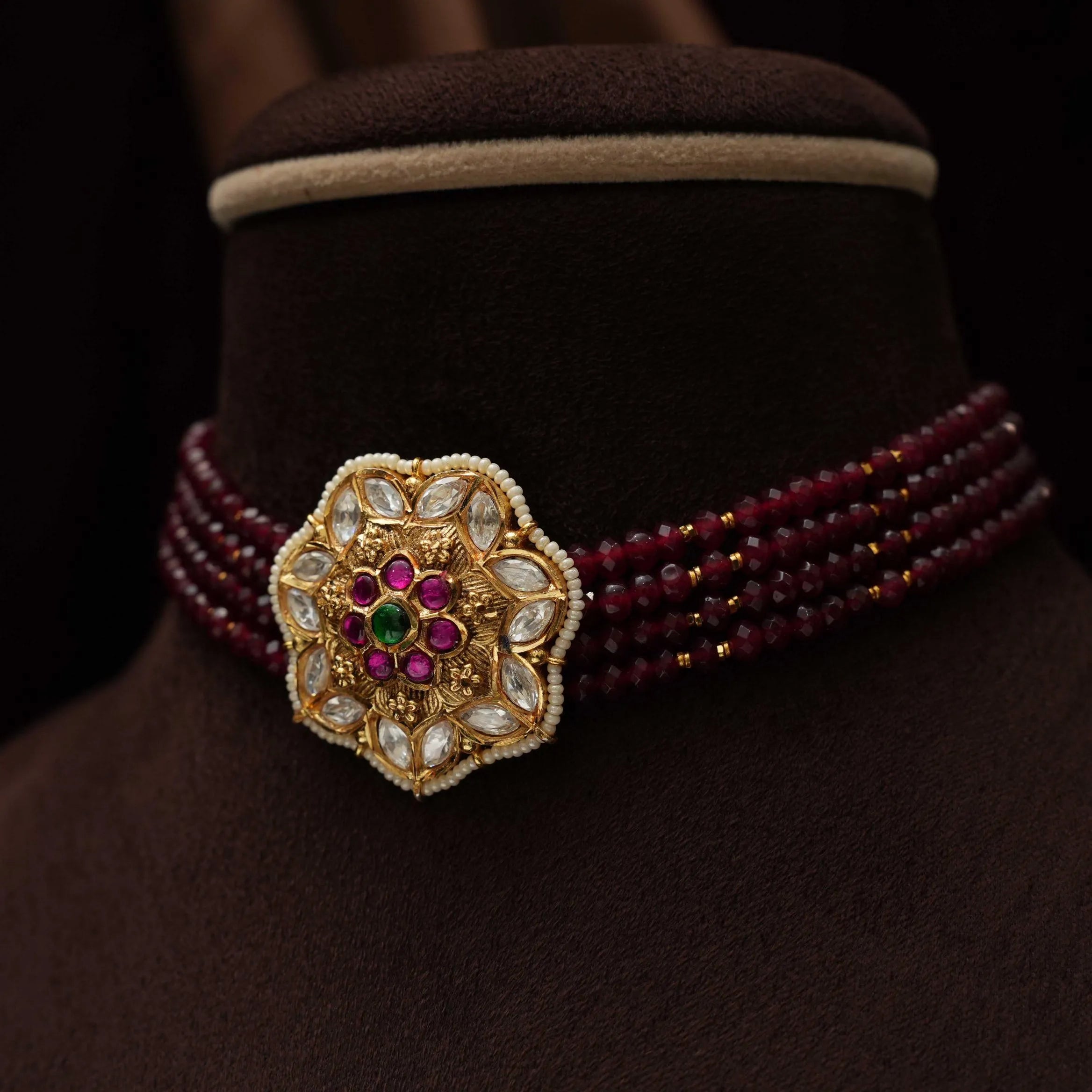 Kaivalya Beaded Choker - Maroon