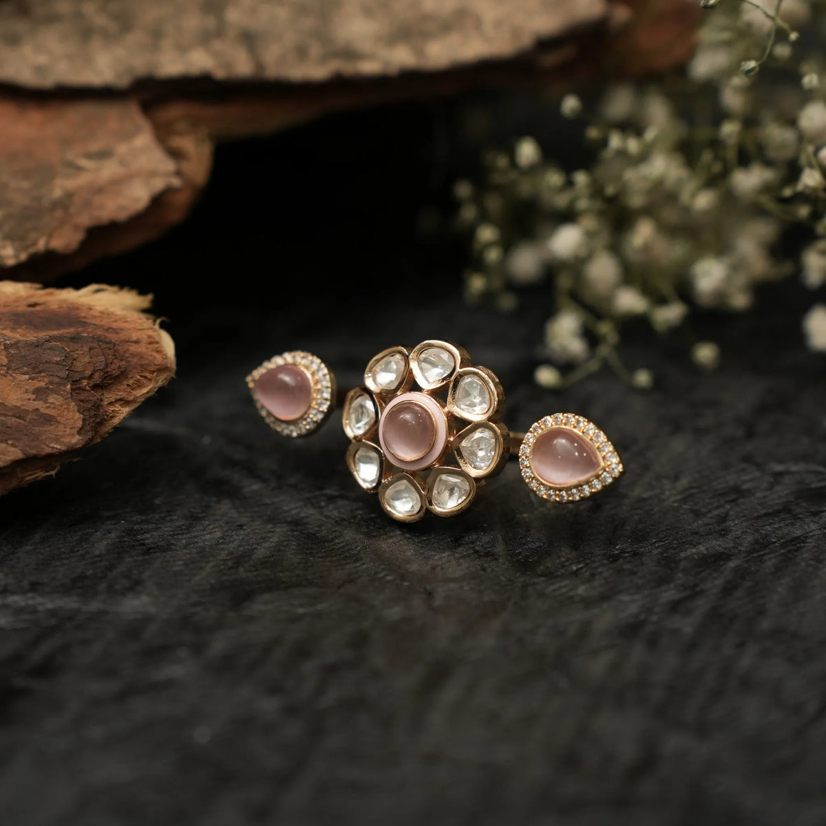 Amrita Polki Ring - Pink