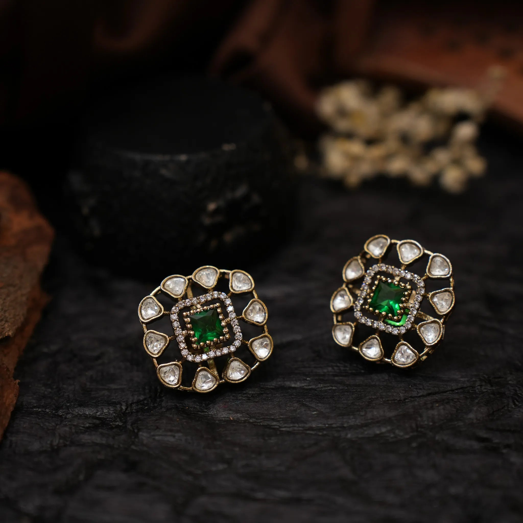 Kaleb Zircon Ear Stud - Green