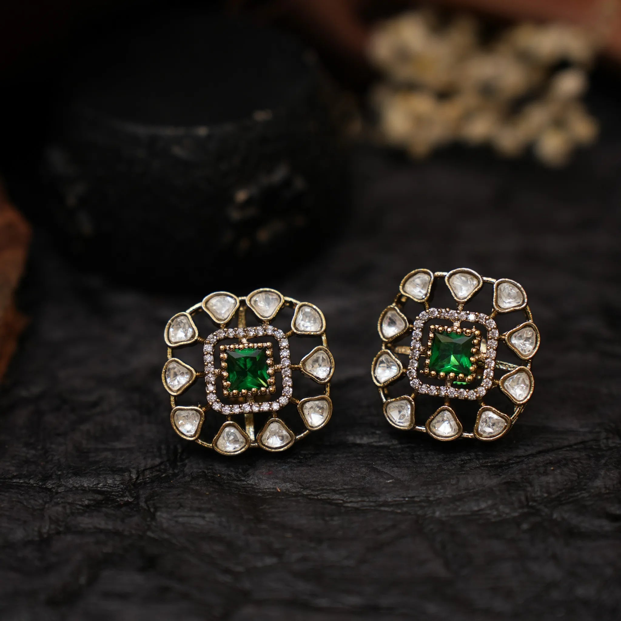 Kaleb Zircon Ear Stud - Green