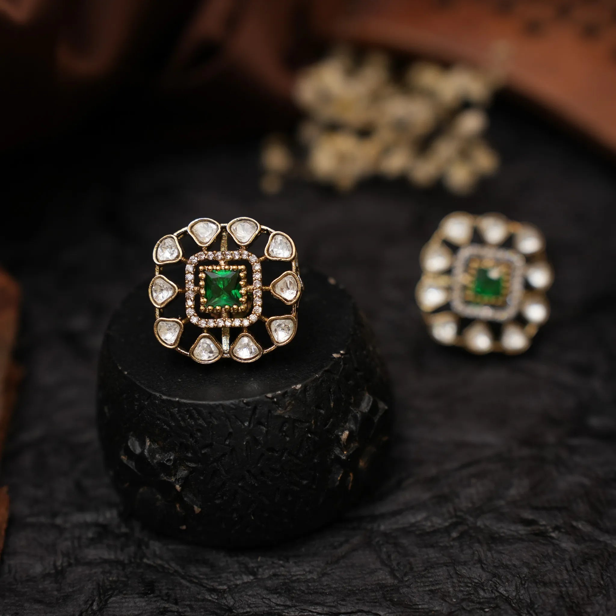 Kaleb Zircon Ear Stud - Green